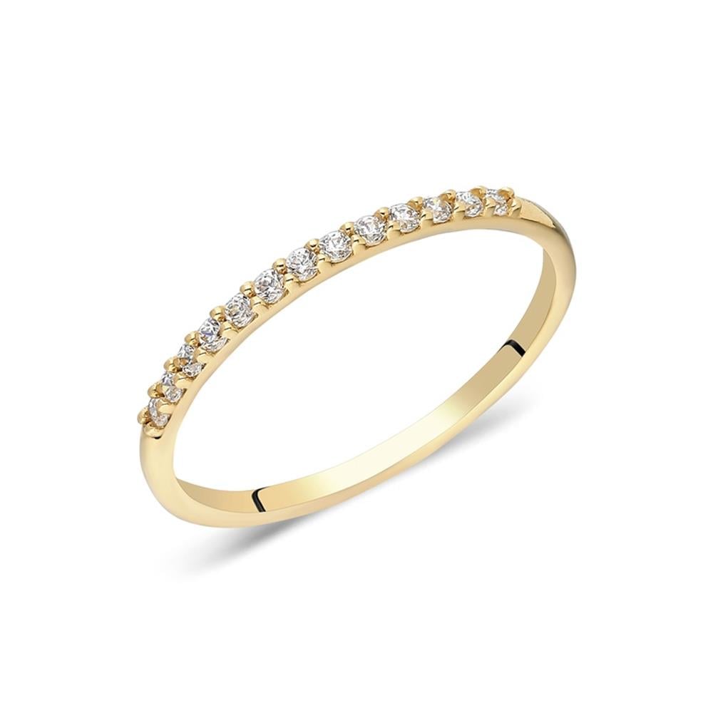 FasekGoldYÜZÜKLERYarım Tur Altın Yüzük - 14 Ayar Altın 0.25 Karat Swarovski Taşlı Yarım Tur Minimal Yüzük