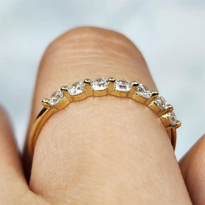 FasekGoldYÜZÜKLERYarım Tur Altın Yüzük - 14 Ayar Altın Yedi Taş Swarovski Taşlı Yarım Tur Minimal Kadın Sarı Yüzük