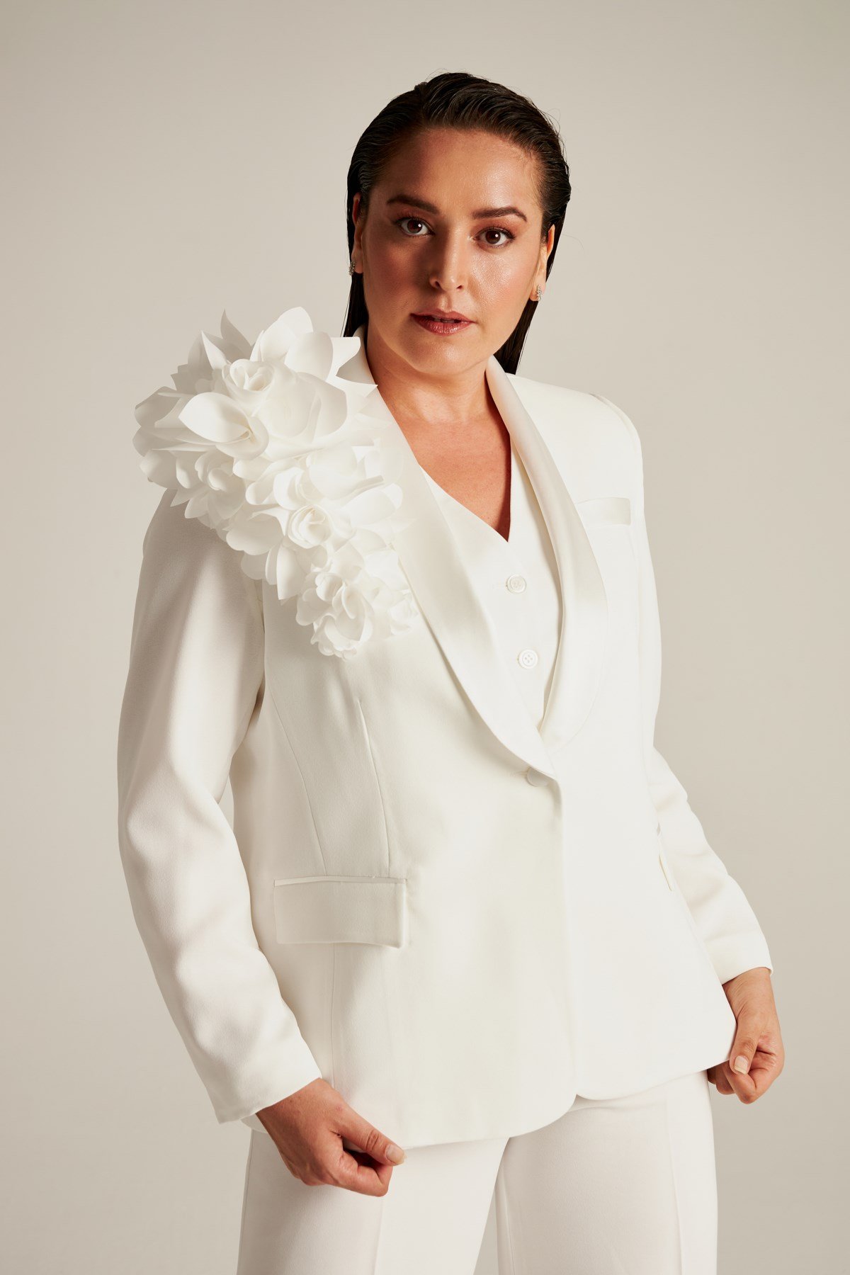  Vanessa Jacket Ecru-Modalody-Plus Size Jackets