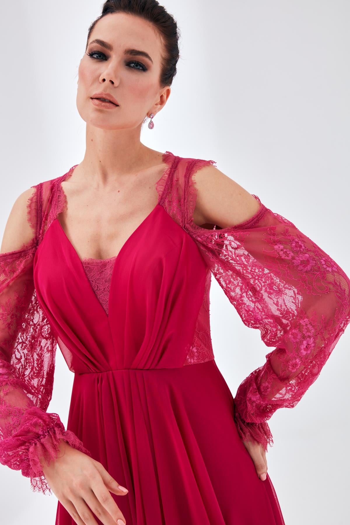Alize Dress Fuchsia-Modalody-Plus Size Evening Gowns