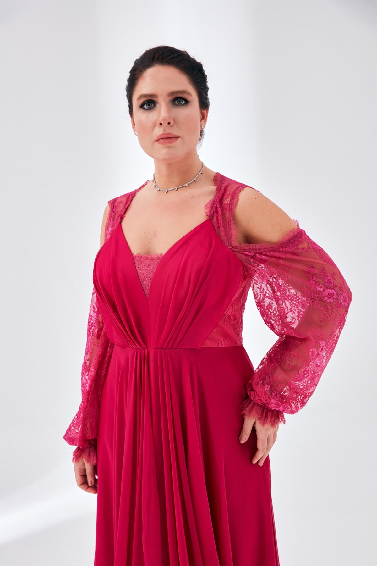 Alize Dress Fuchsia-Modalody-Plus Size Evening Gowns