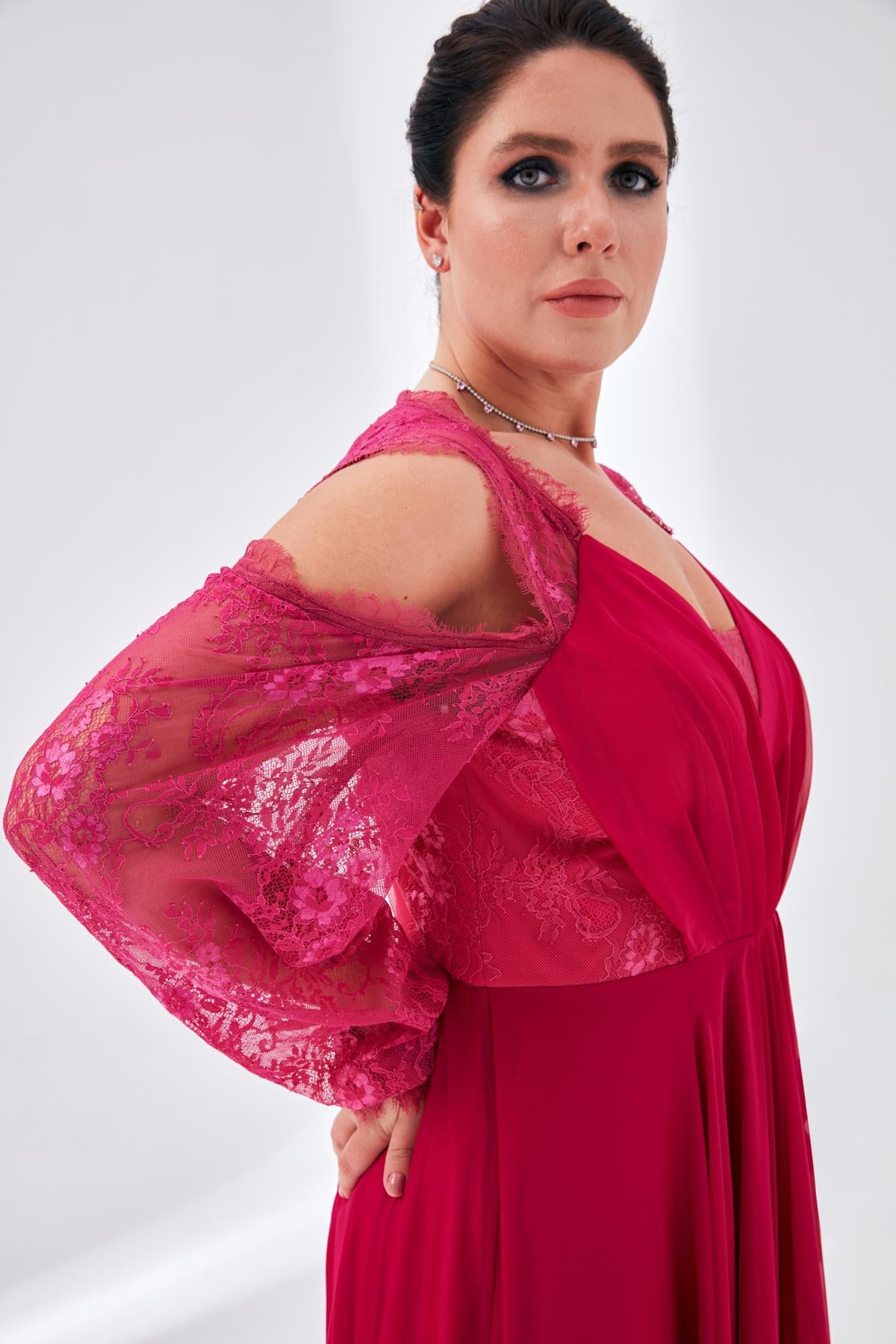Alize Dress Fuchsia-Modalody-Plus Size Evening Gowns