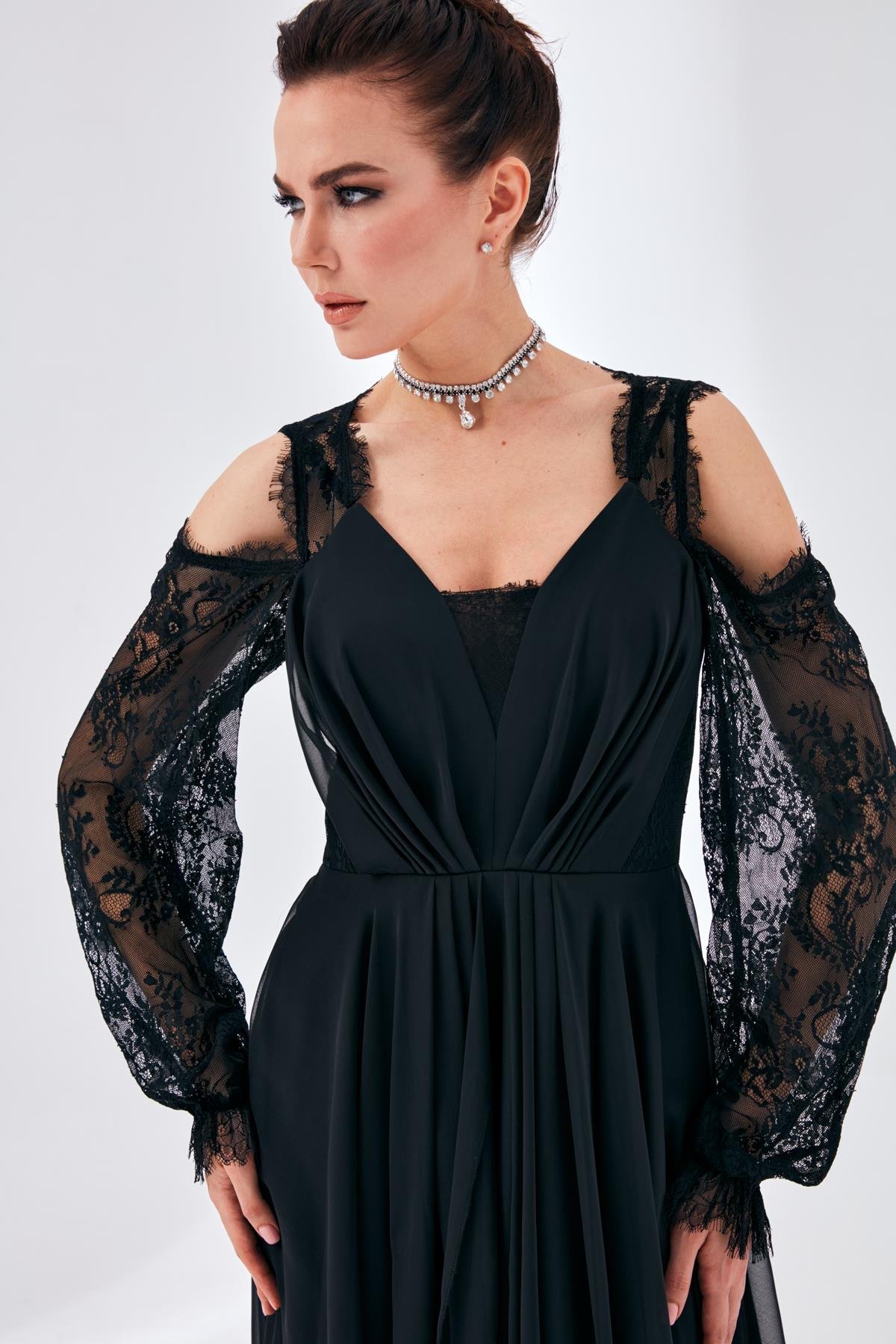 Alize Elbise Siyah-Modalody-Büyük Beden Abiyeler