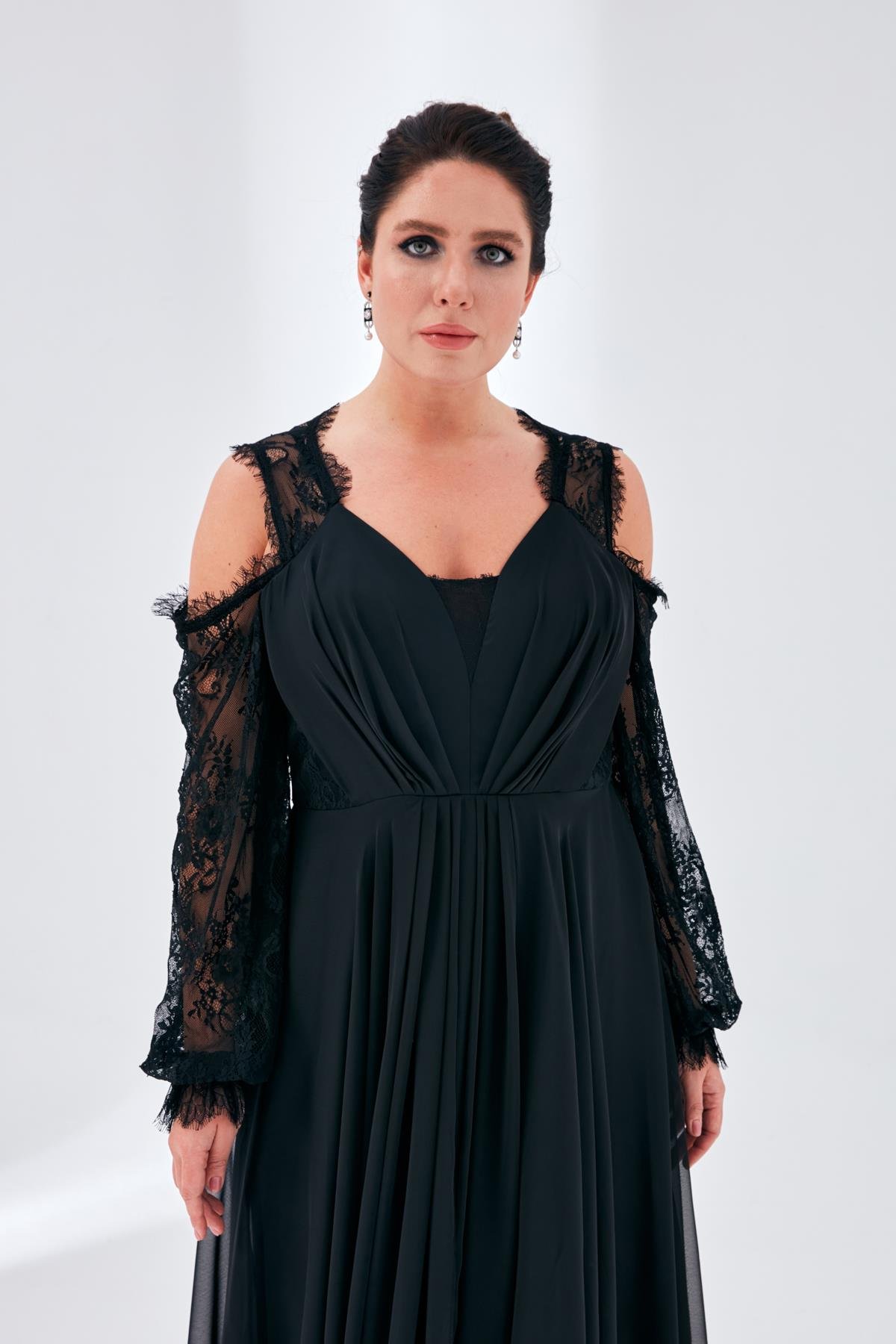 Alize Elbise Siyah-Modalody-Büyük Beden Abiyeler