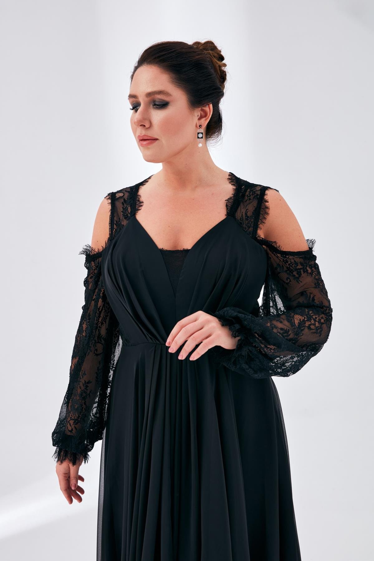 Alize Elbise Siyah-Modalody-Büyük Beden Abiyeler