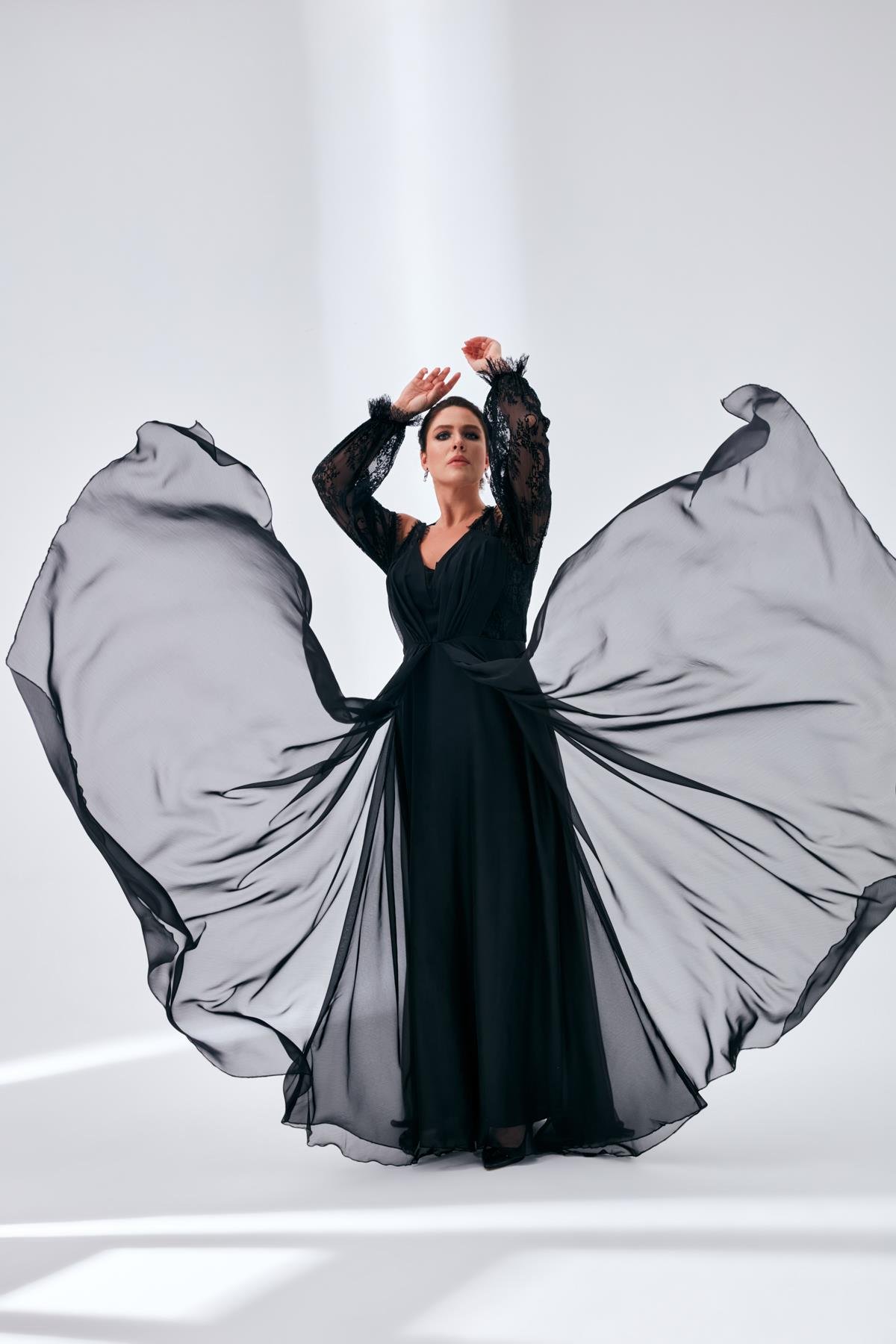 Alize Elbise Siyah-Modalody-Büyük Beden Abiyeler