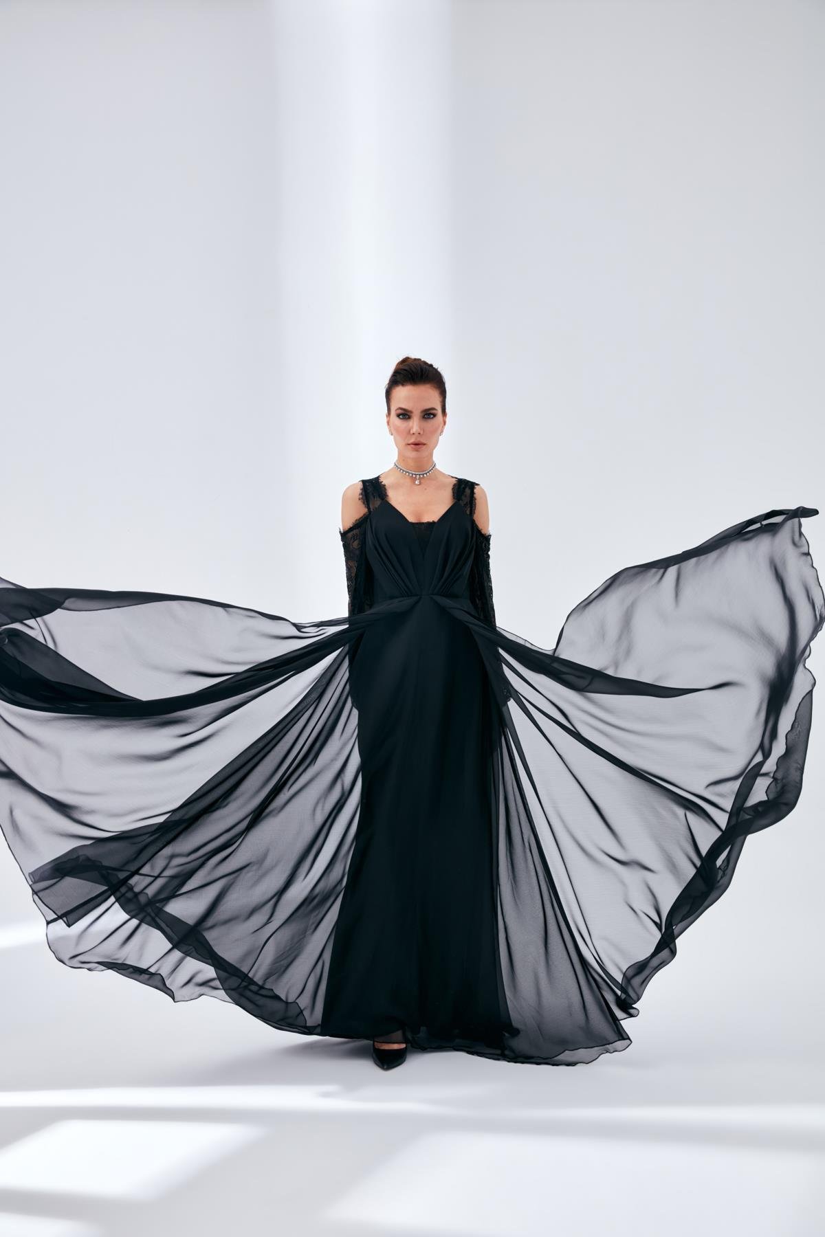 Alize Elbise Siyah-Modalody-Büyük Beden Abiyeler