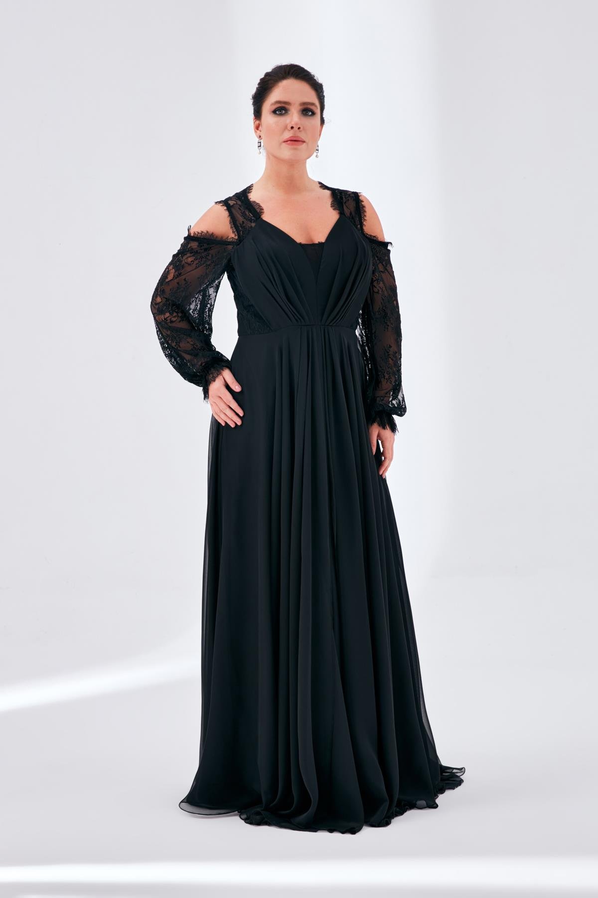 Alize Elbise Siyah-Modalody-Büyük Beden Abiyeler