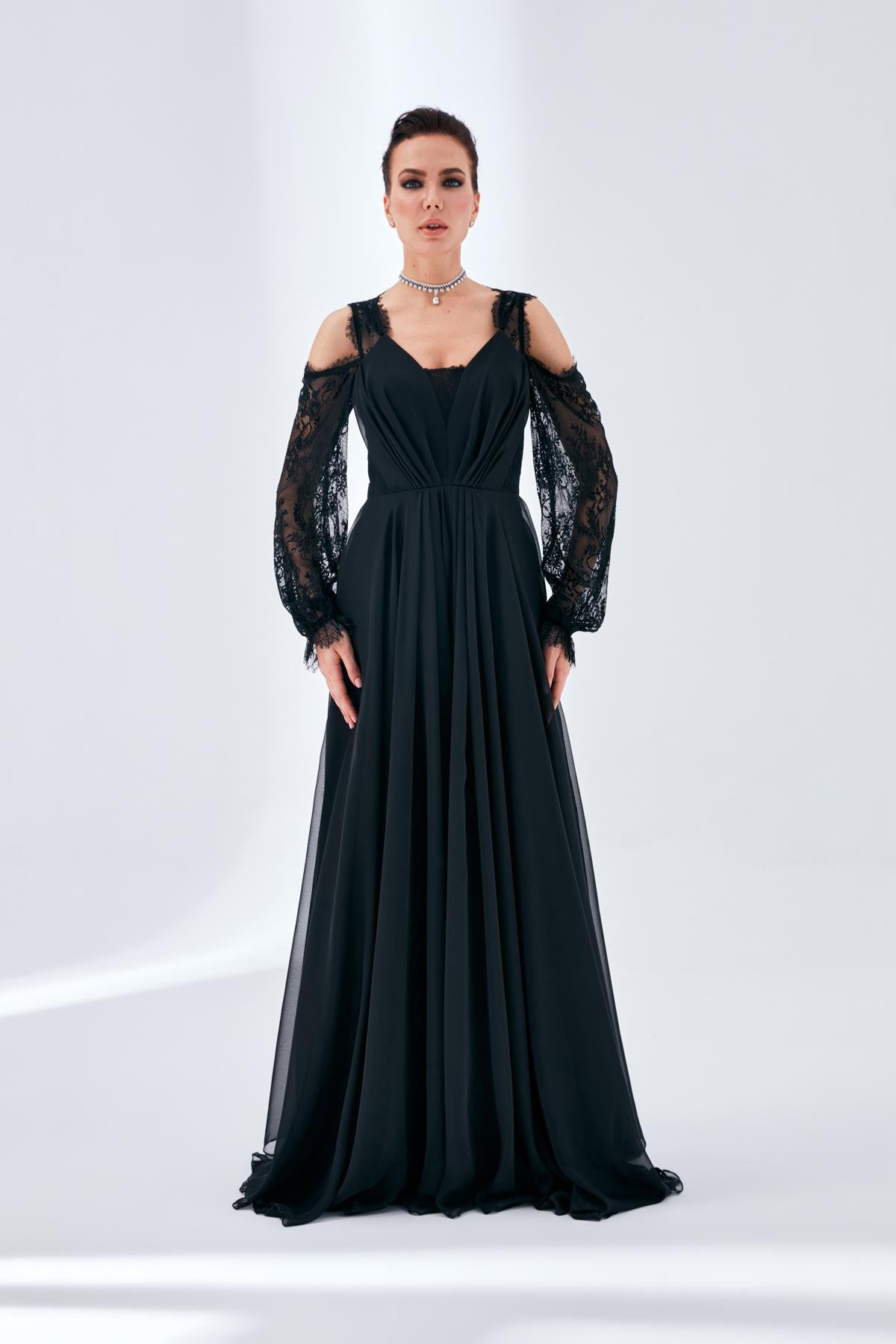 Alize Elbise Siyah-Modalody-Büyük Beden Abiyeler