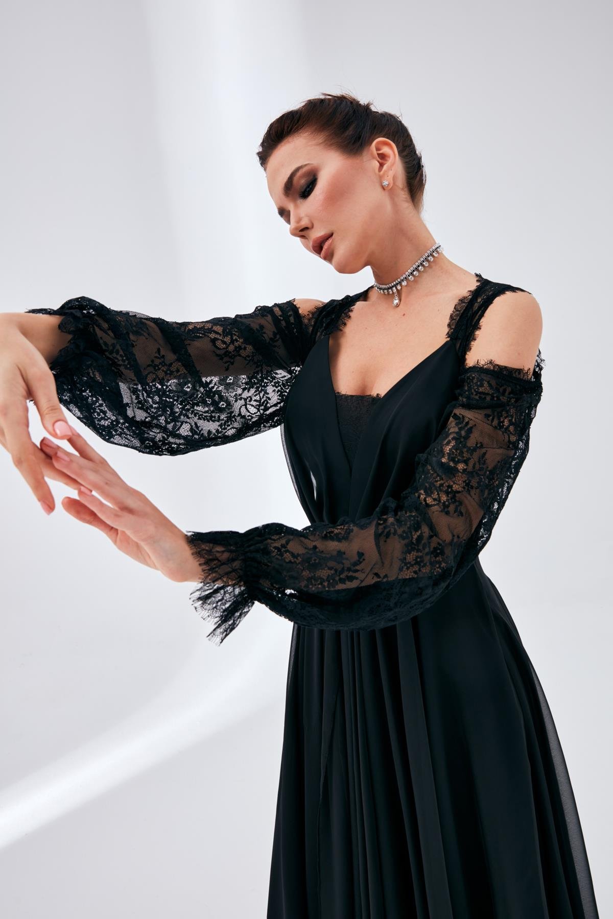 Alize Elbise Siyah-Modalody-Büyük Beden Abiyeler