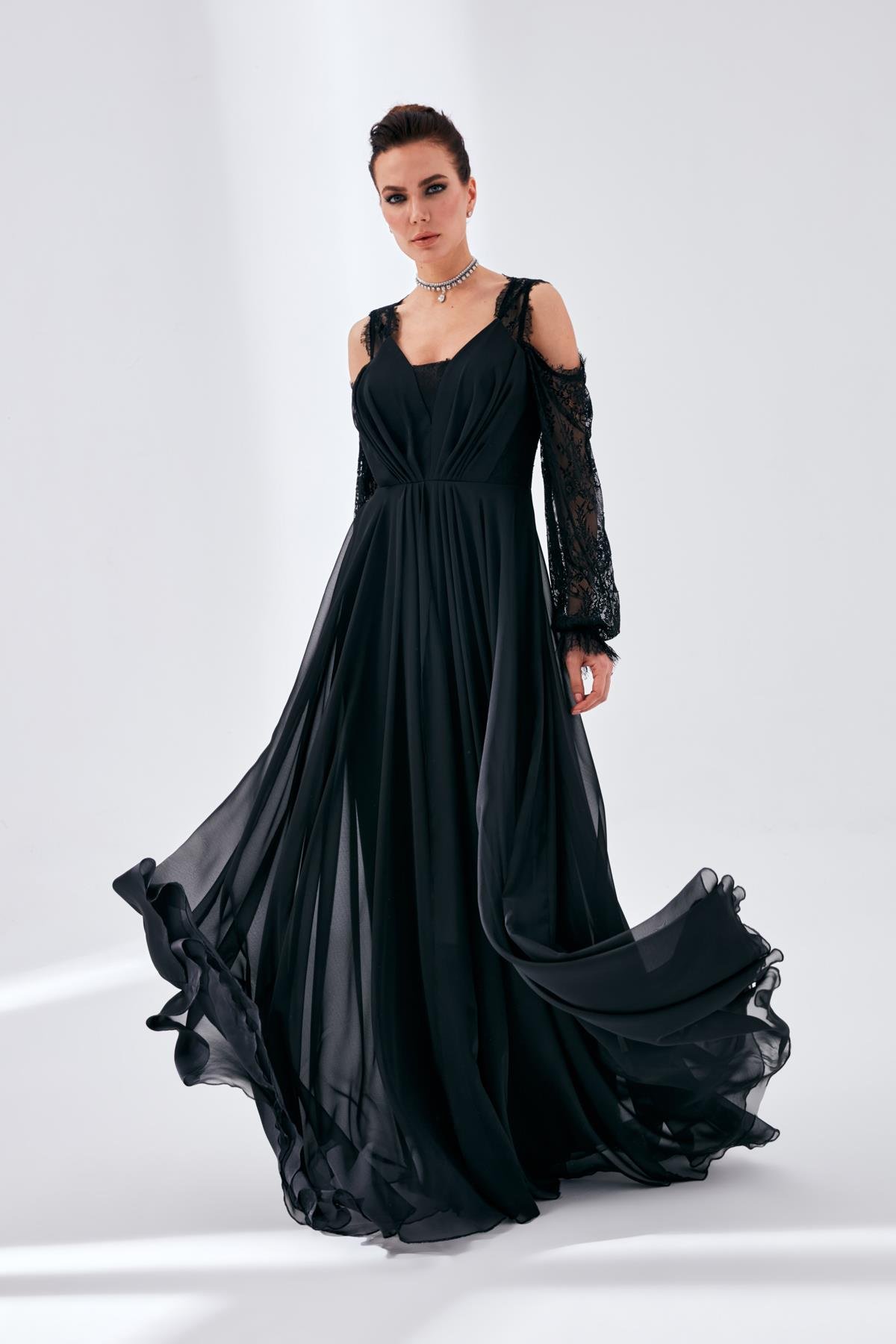 Alize Elbise Siyah-Modalody-Büyük Beden Abiyeler