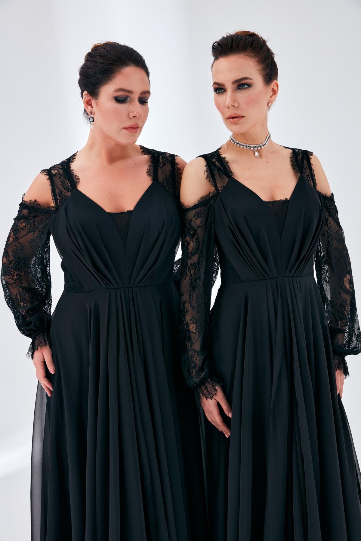 Alize Elbise Siyah-Modalody-Büyük Beden Abiyeler