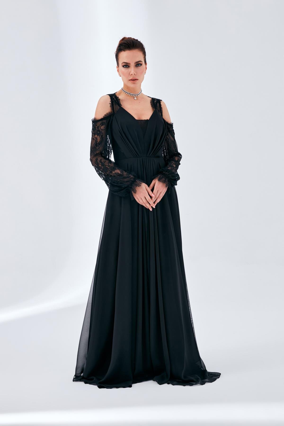 Alize Elbise Siyah-Modalody-Büyük Beden Abiyeler