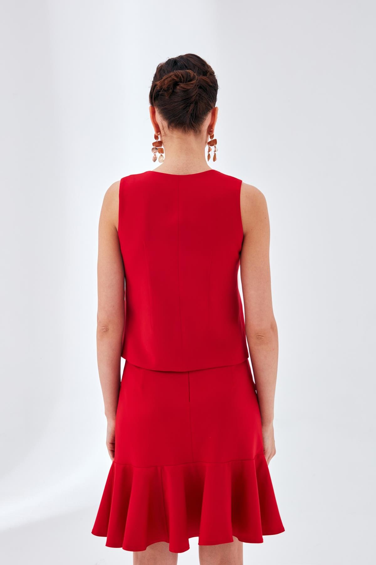 Alona Skirt Red-Modalody-Plus Size Skirts