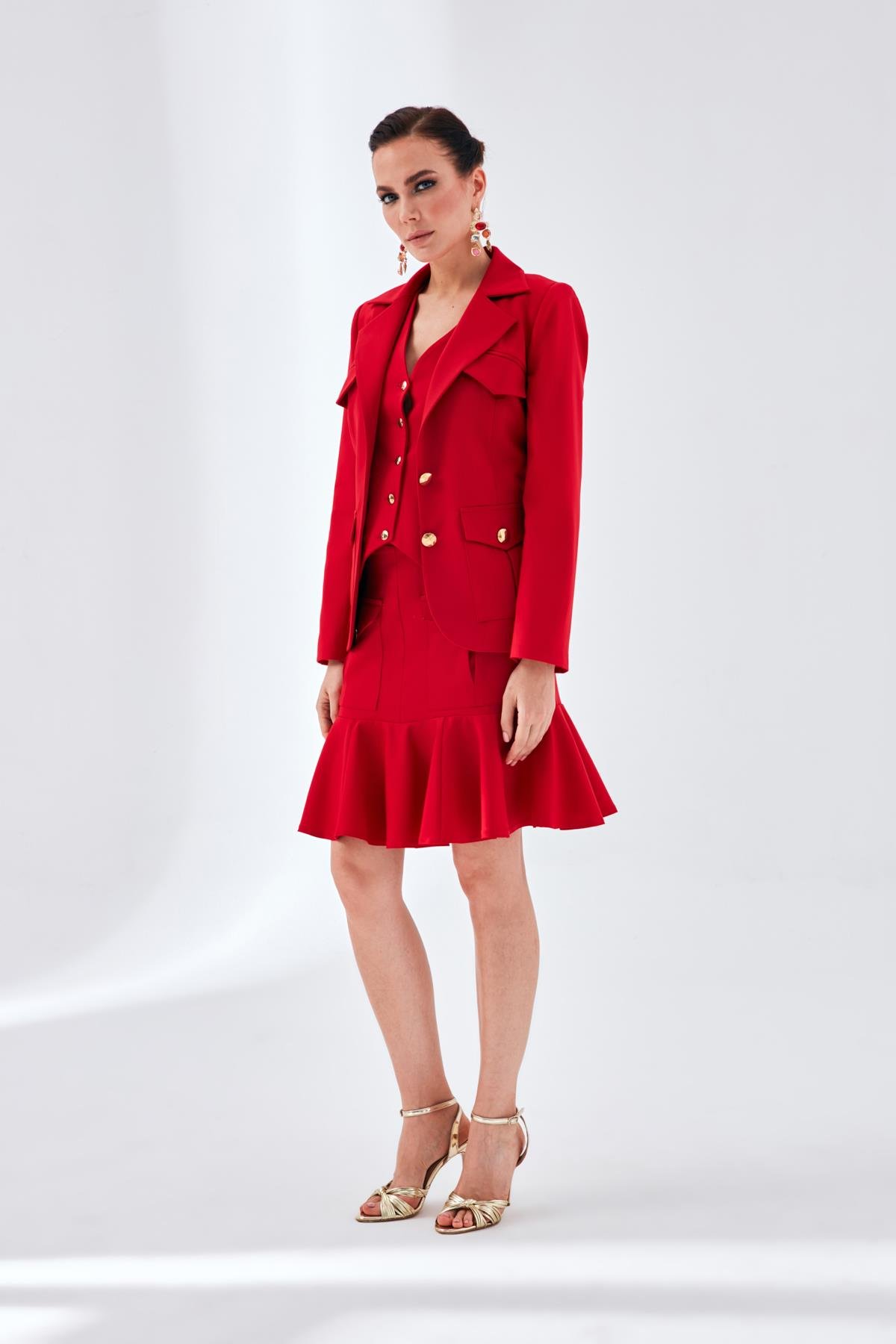 Alona Skirt Red-Modalody-Plus Size Skirts