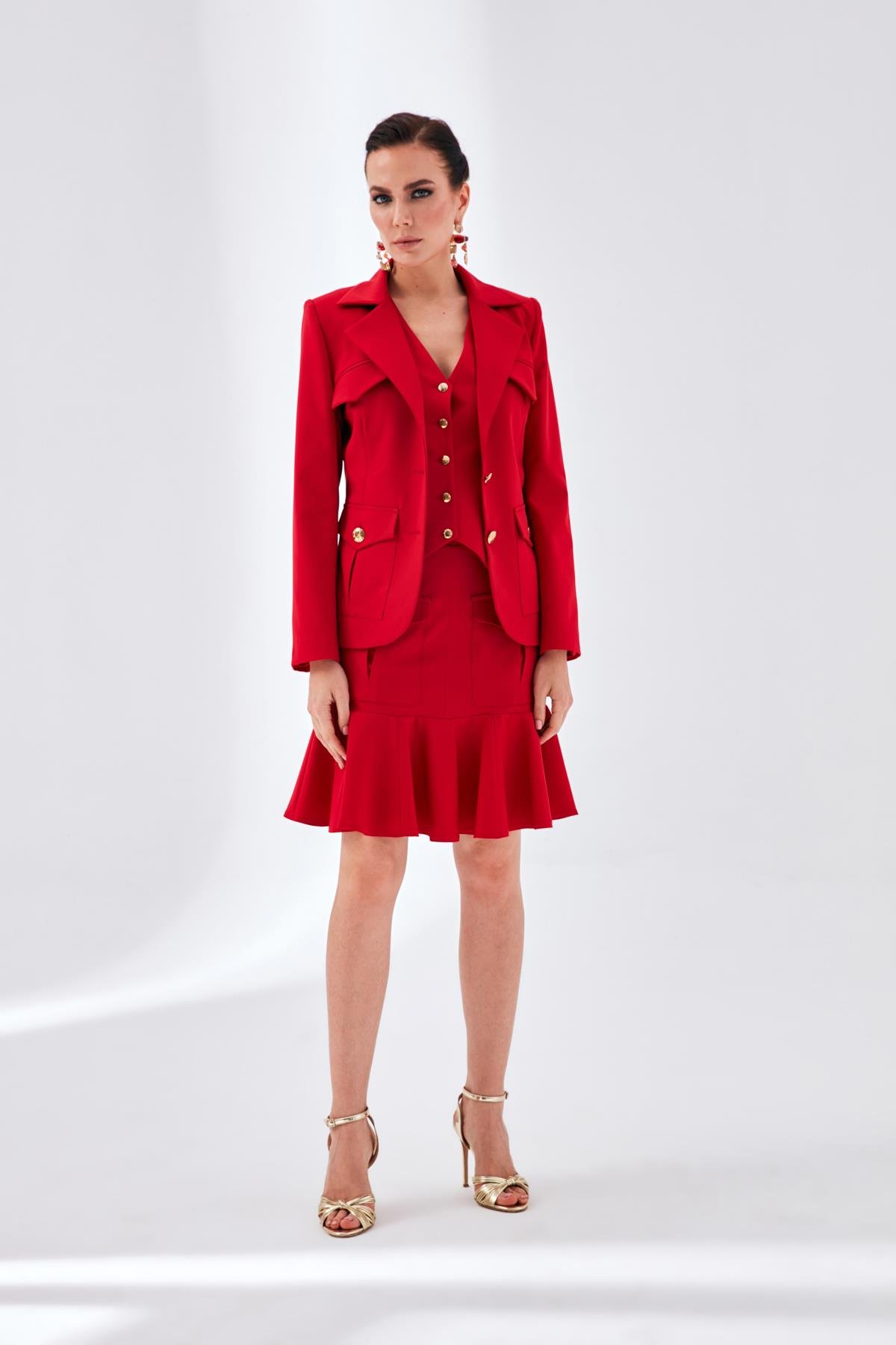 Alona Skirt Red-Modalody-Plus Size Skirts