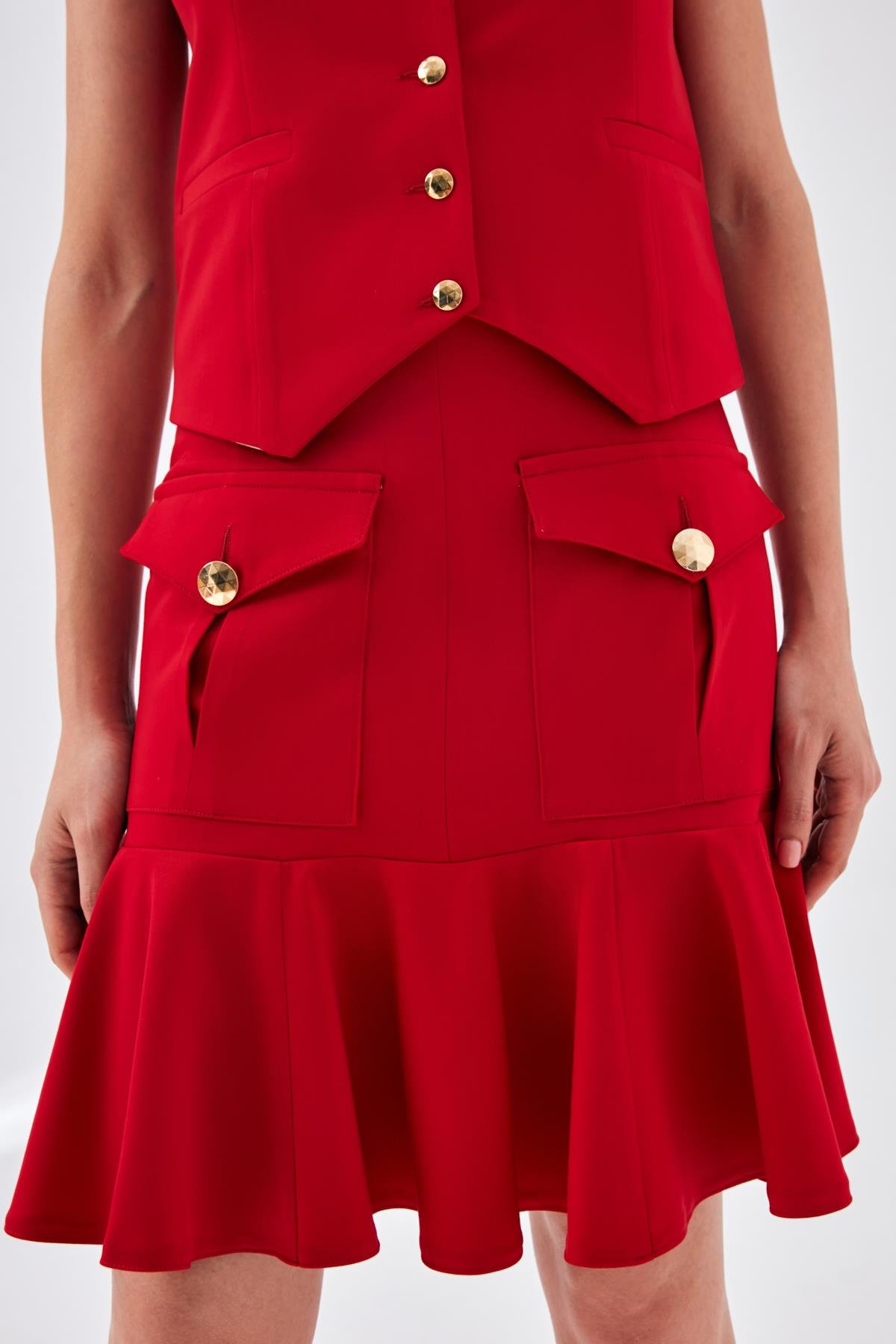 Alona Skirt Red-Modalody-Plus Size Skirts