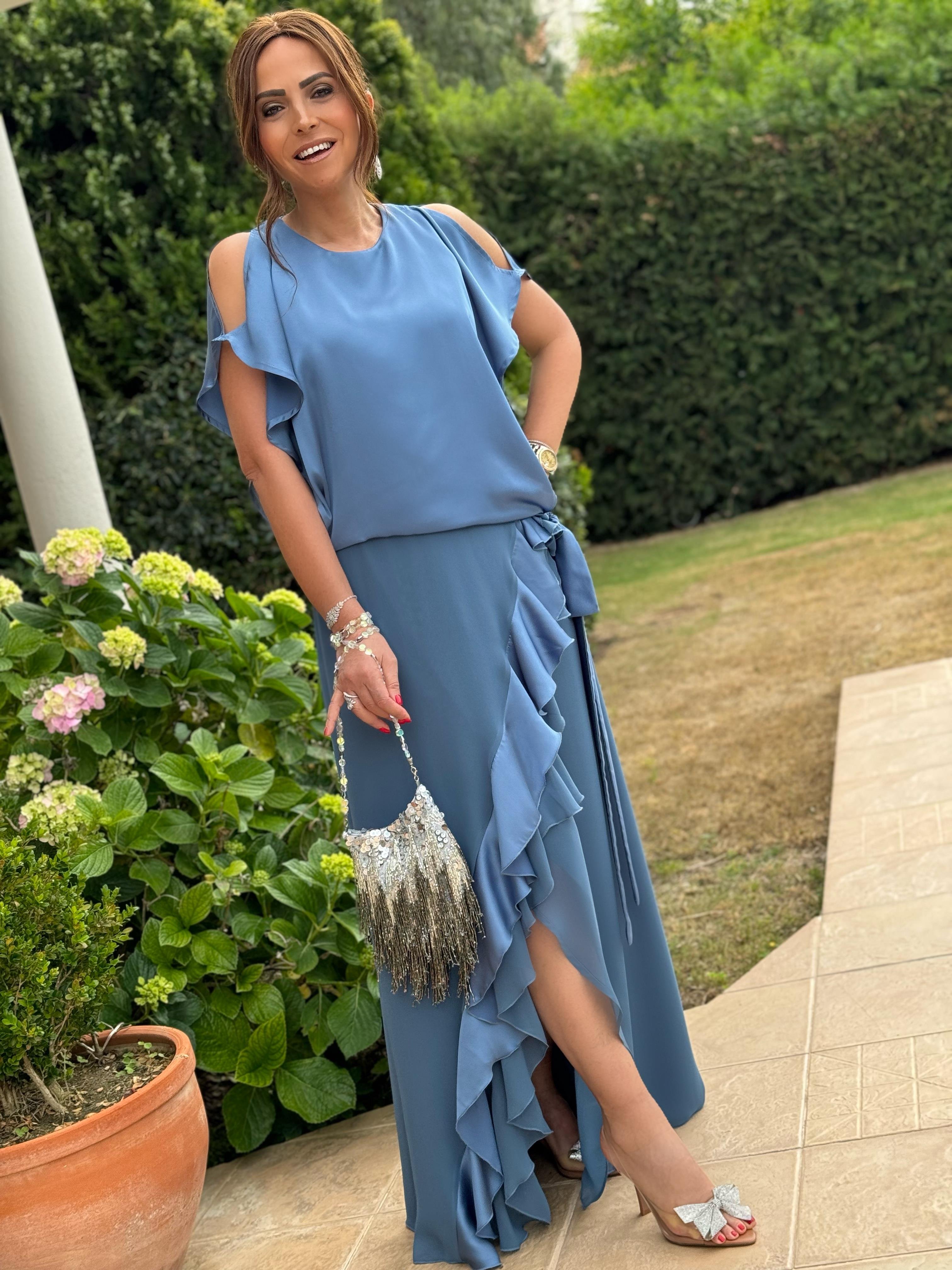 Amelia Elbise Azul-Modalody-Plus Size Evening Gowns
