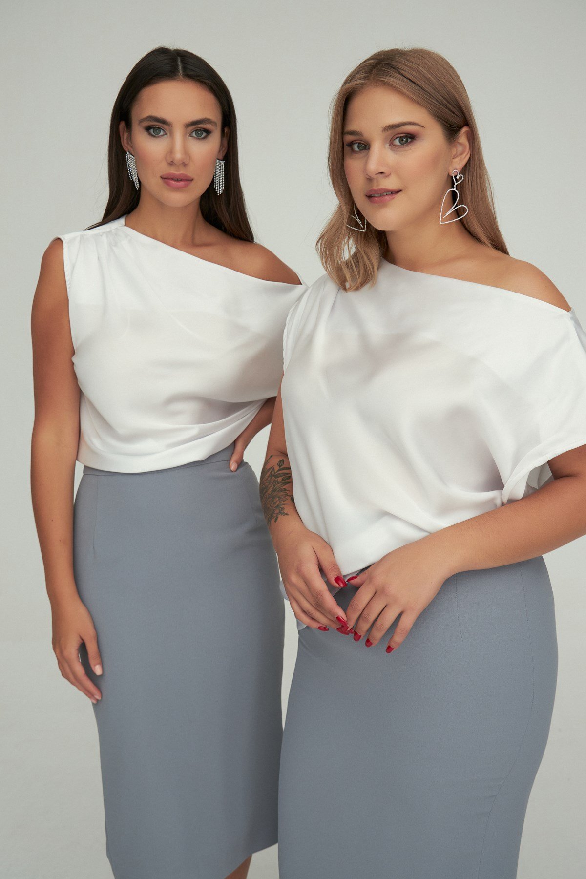Asya Skirt Gray-Modalody-Plus Size Skirts