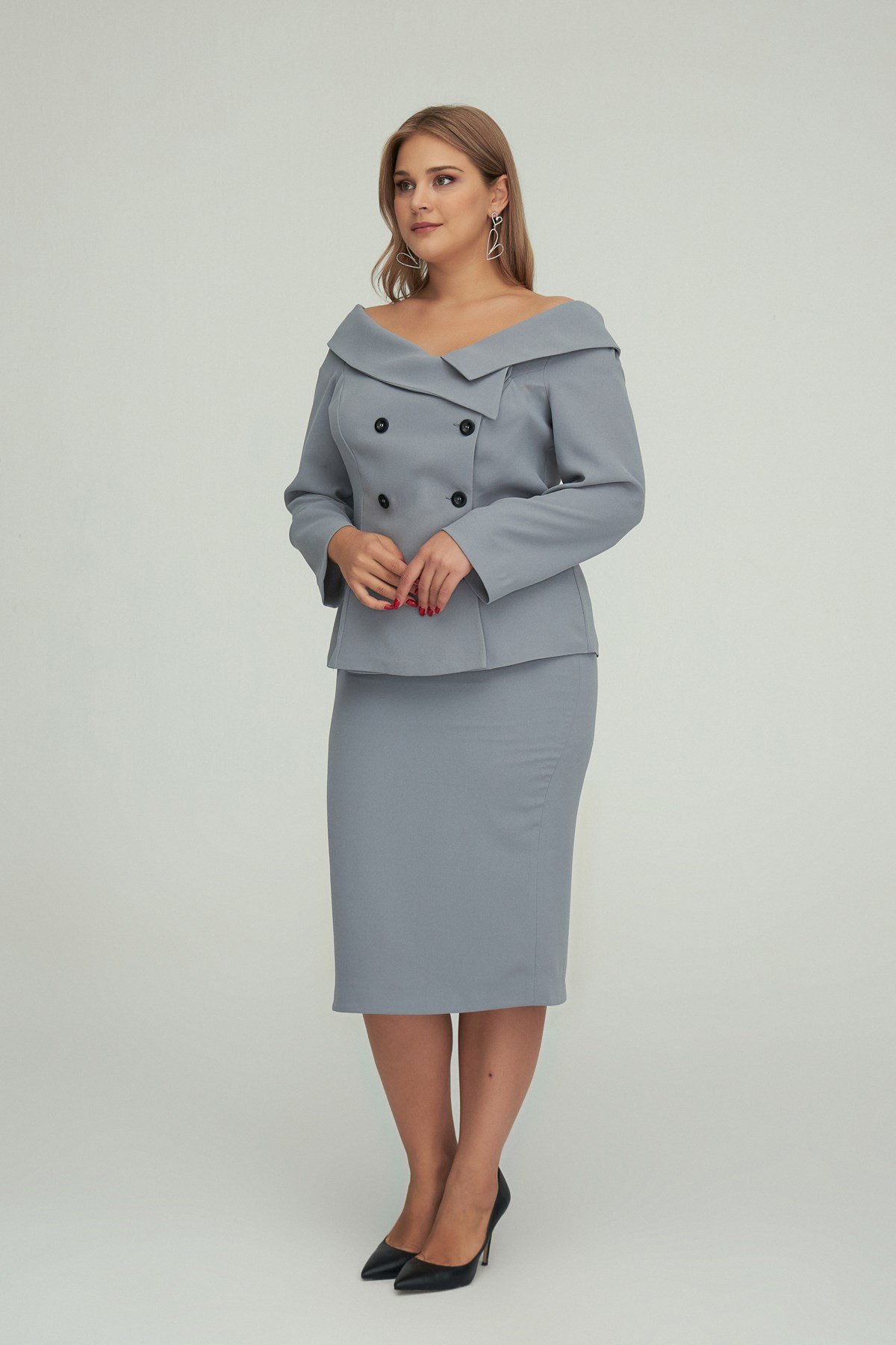 Asya Skirt Gray-Modalody-Plus Size Skirts