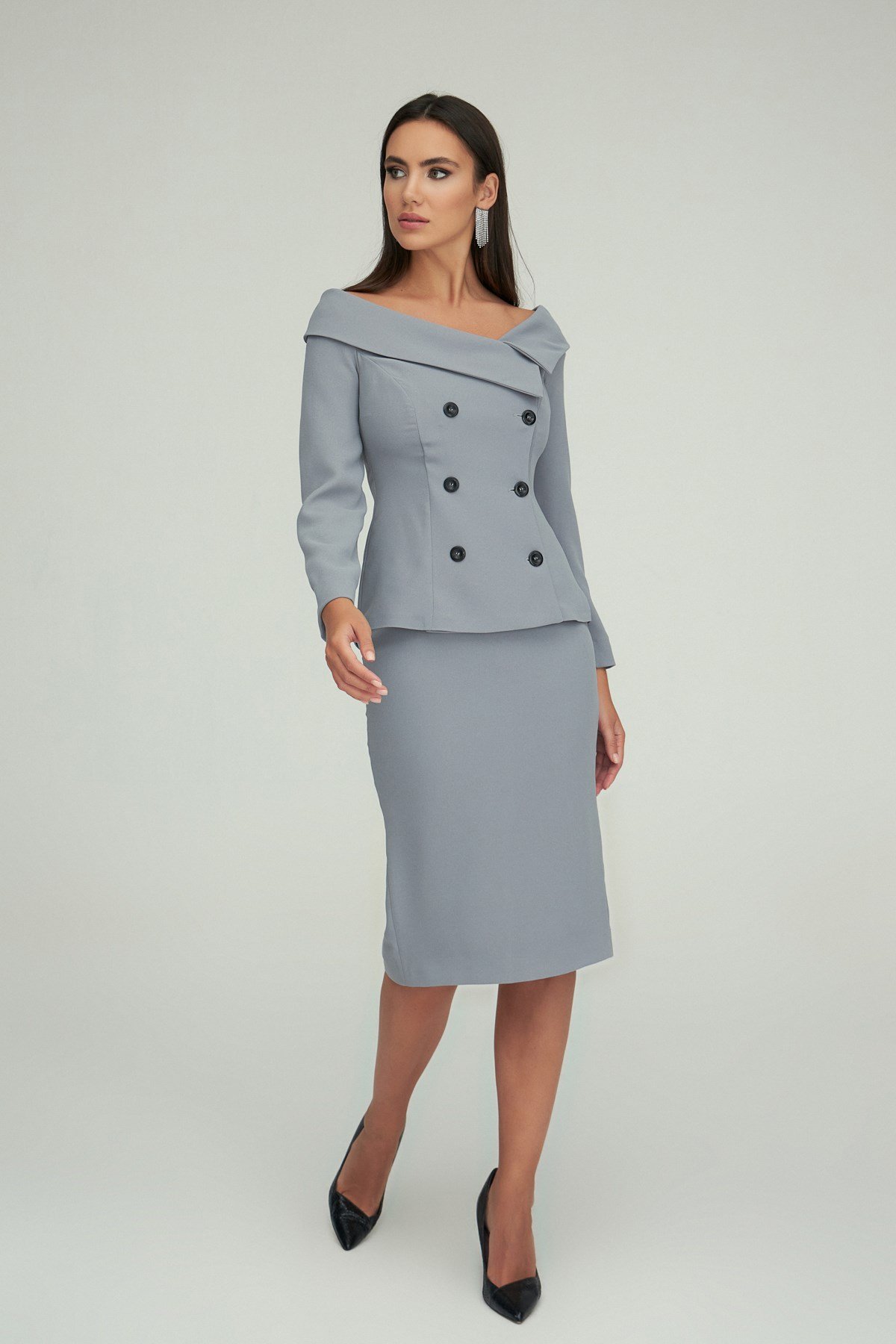 Asya Skirt Gray-Modalody-Plus Size Skirts