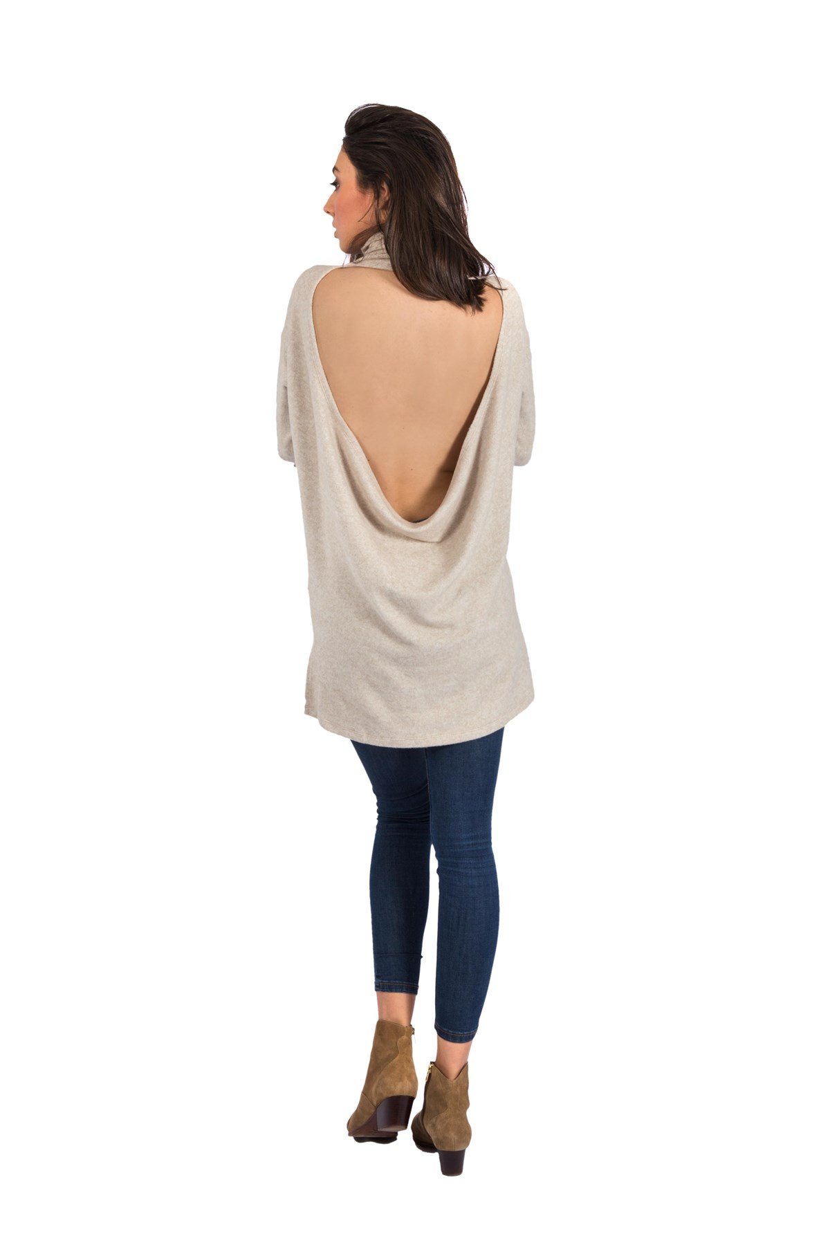 Backless Triko Bej, triko, bej, sırt dekolteli triko