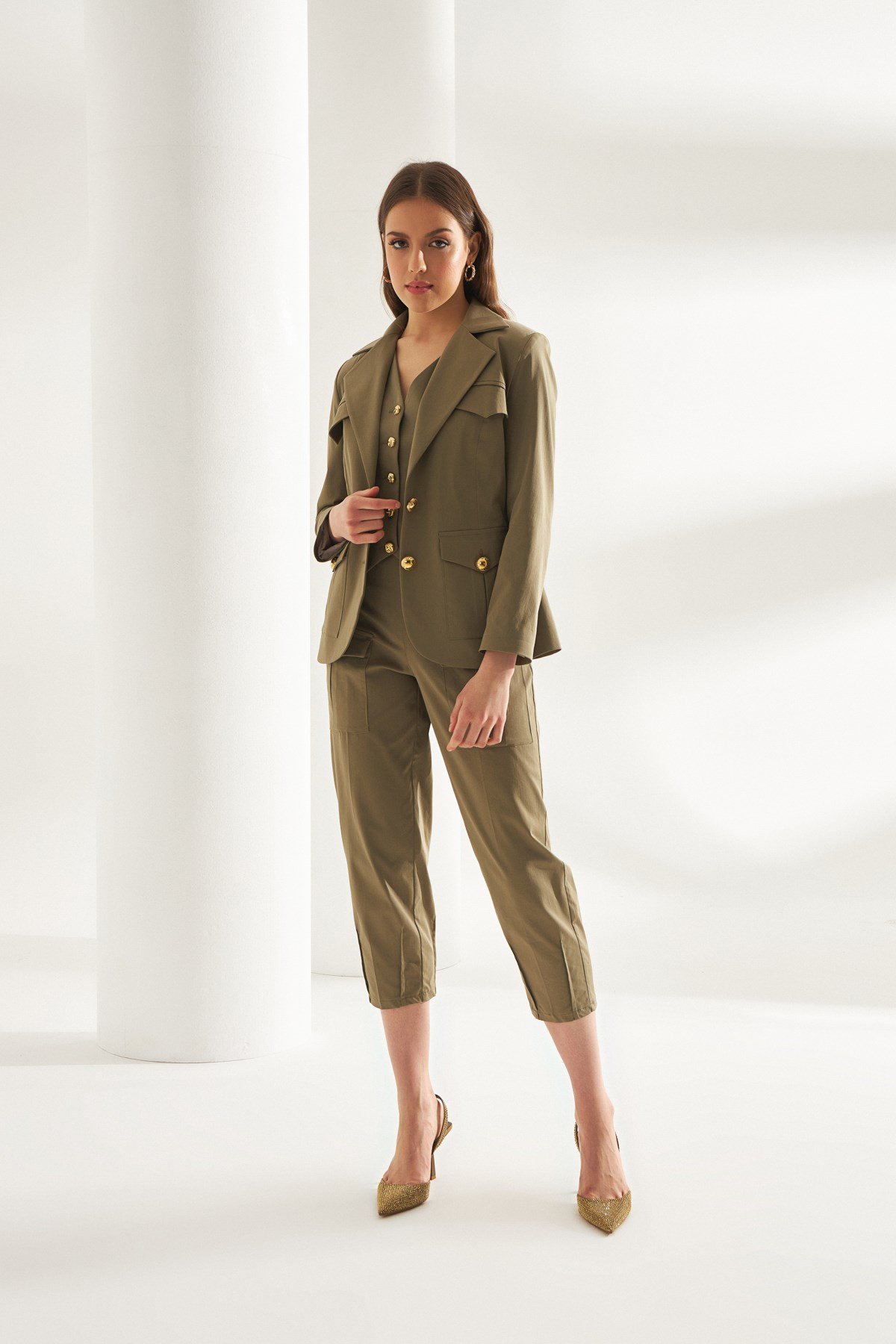 Bella Jacket Khaki-Modalody-Plus Size Jackets