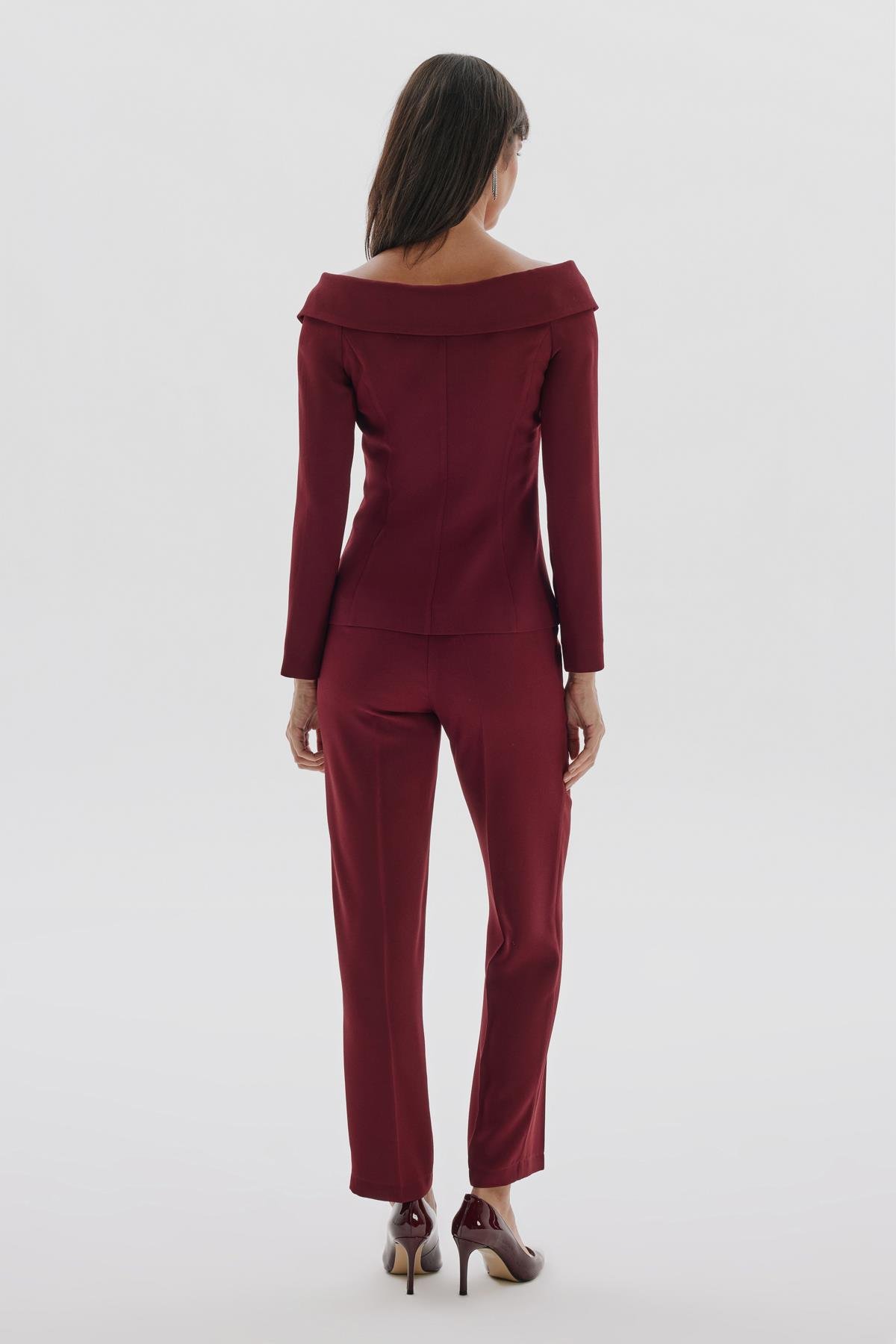 Camila Trousers Burgundy-Modalogy-Trousers