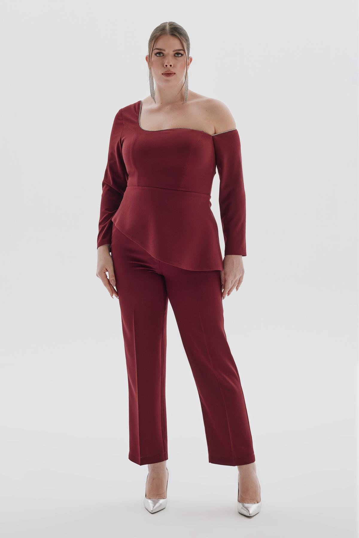 Camila Trousers Burgundy-Modalogy-Trousers