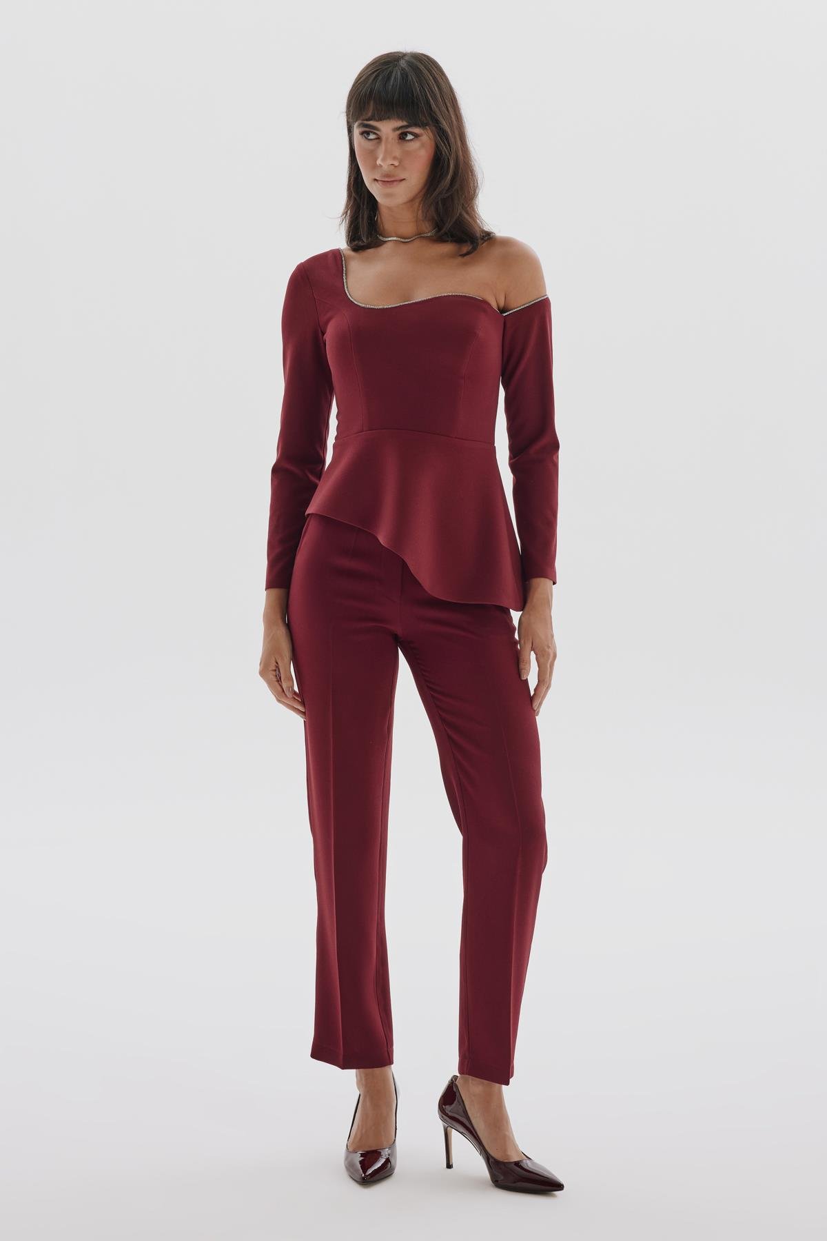 Camila Trousers Burgundy-Modalogy-Trousers