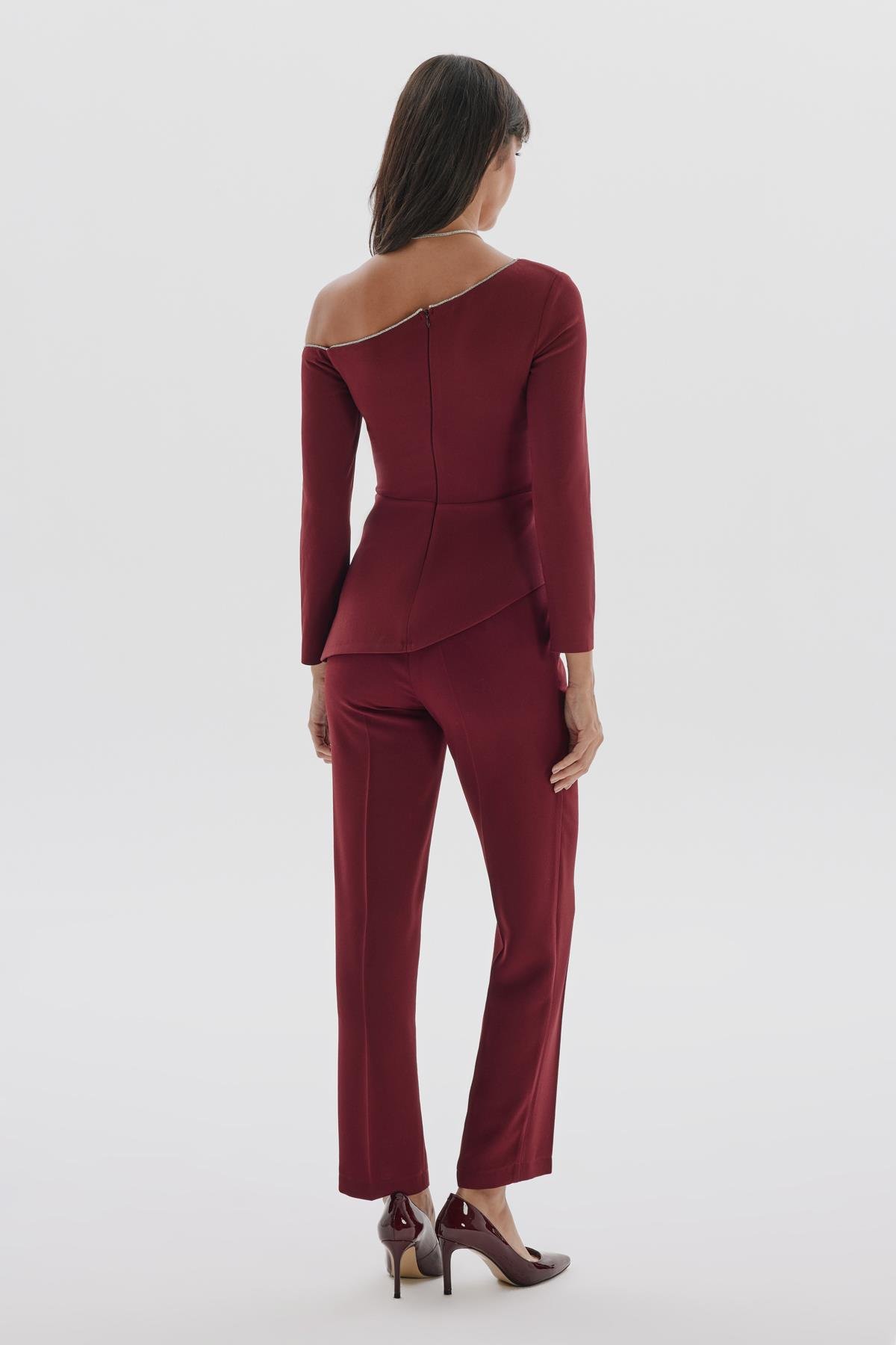 Camila Trousers Burgundy-Modalogy-Trousers