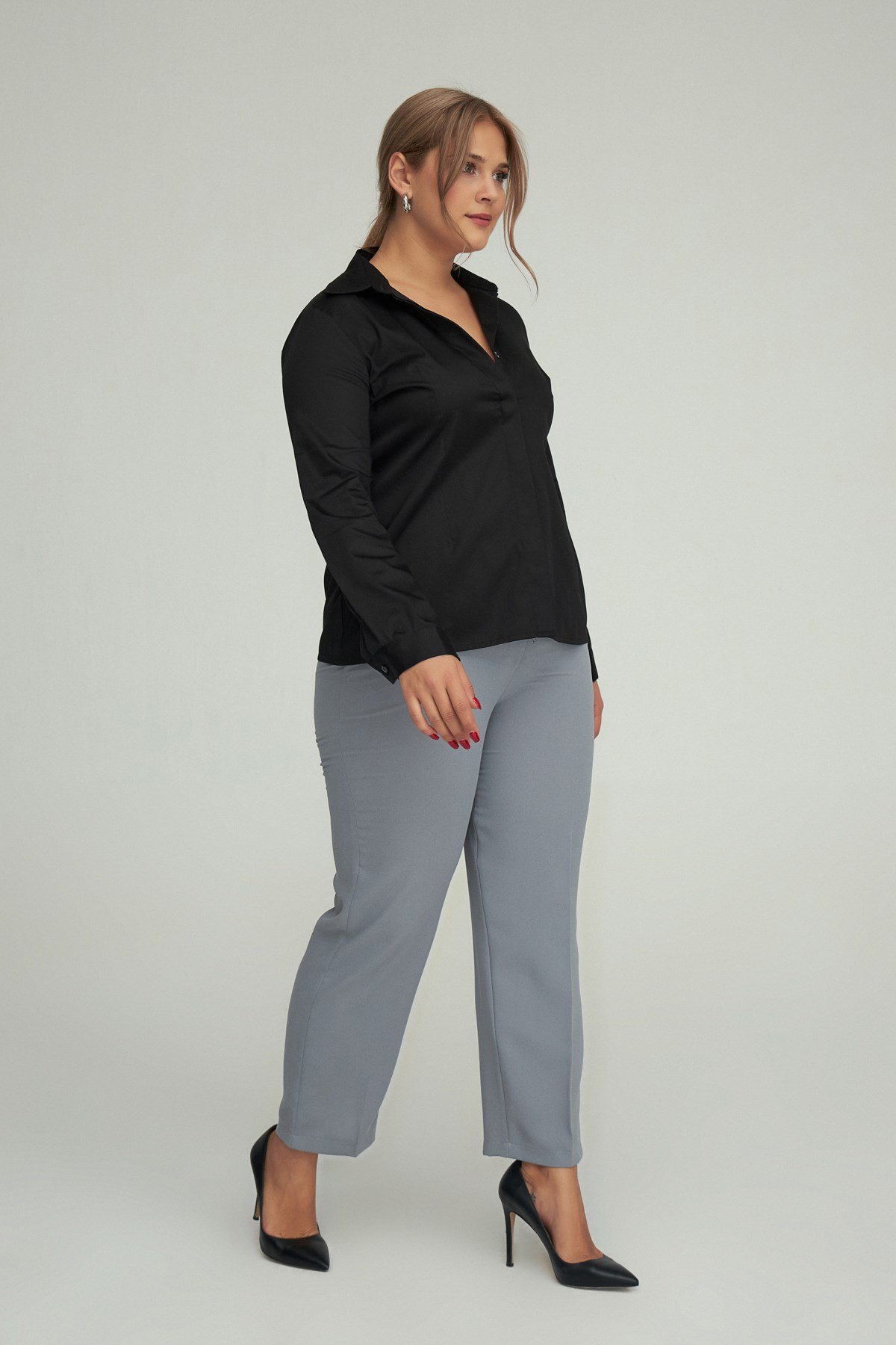 Camila Trousers Gray-Modalody-Plus Size Pants