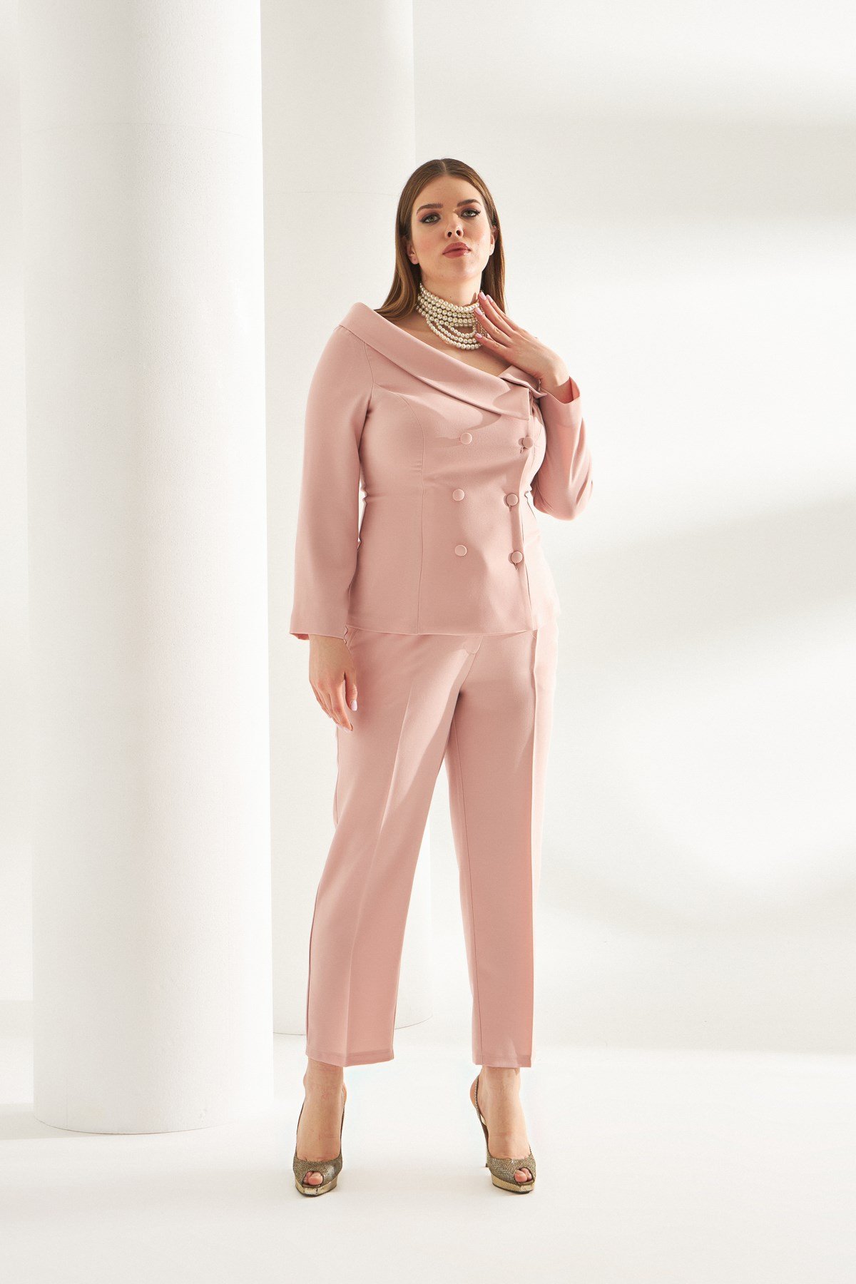 Camila Pants Pink-Modalody-Plus Size Pants