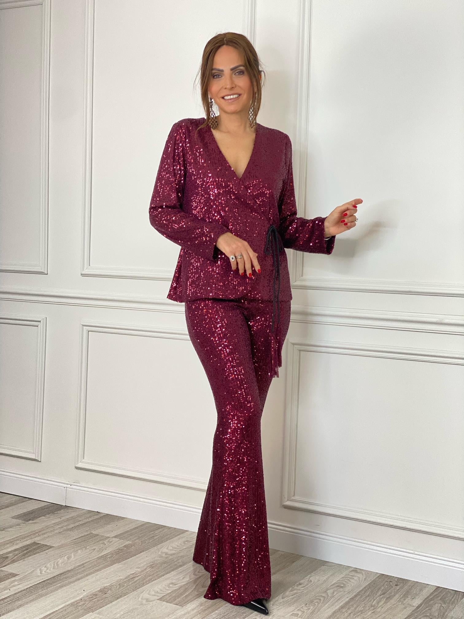 Carmen Bluz Bordo-Modalody-Plus Size Blouses