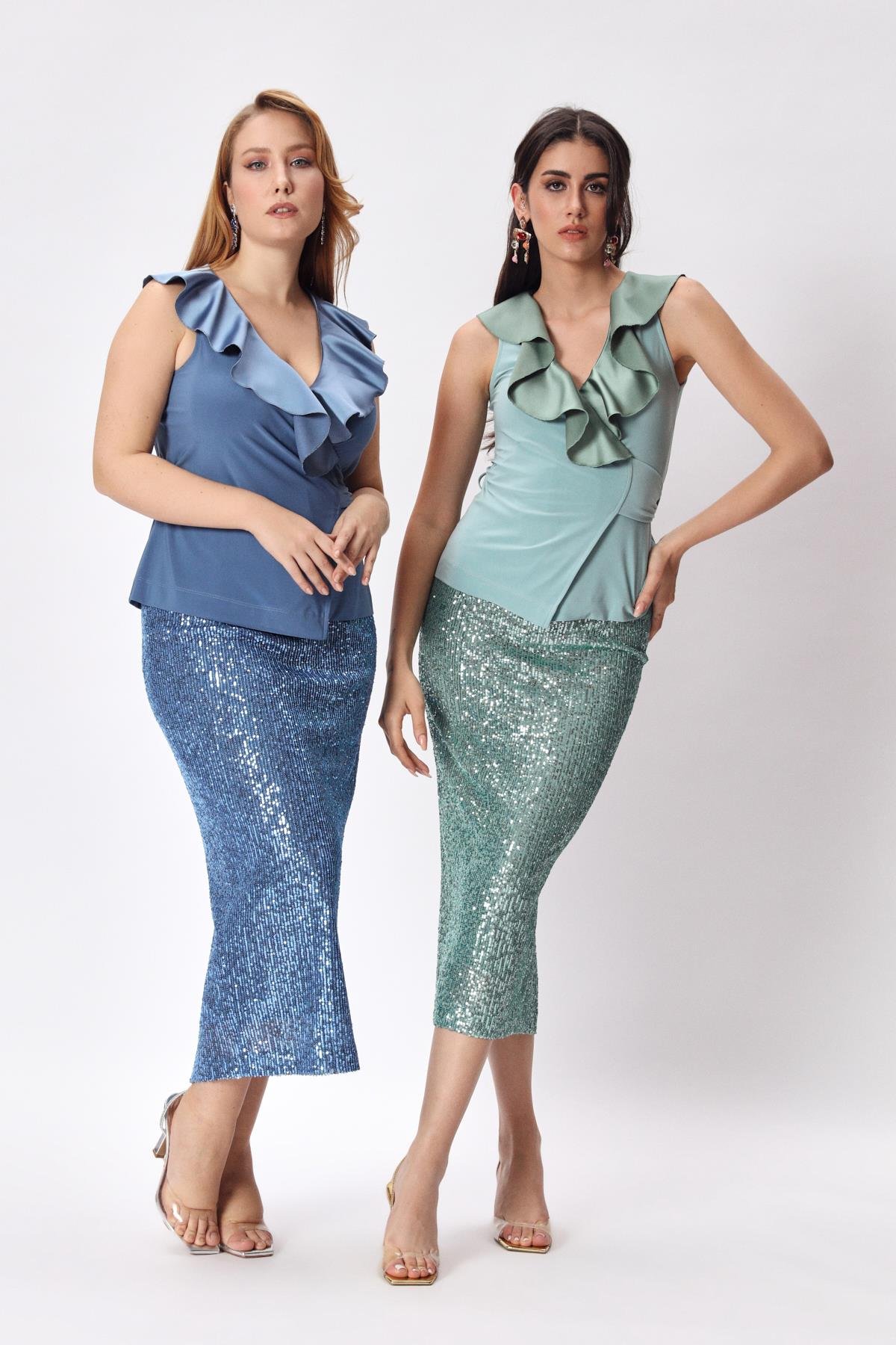 Como Skirt Indigo-Modalody-Plus Size Skirts