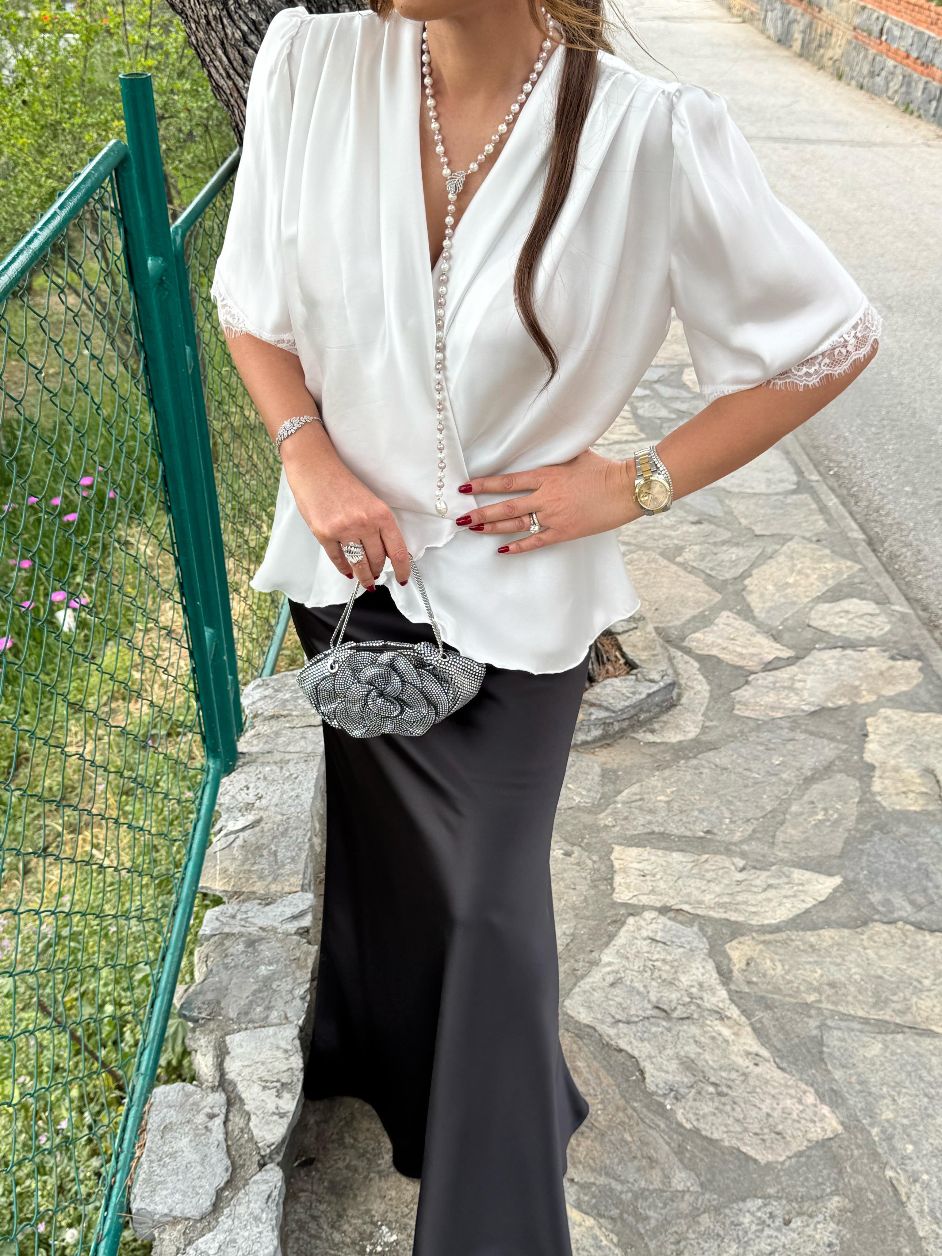 Desira Bluz Beyaz-Modalody-Blouses