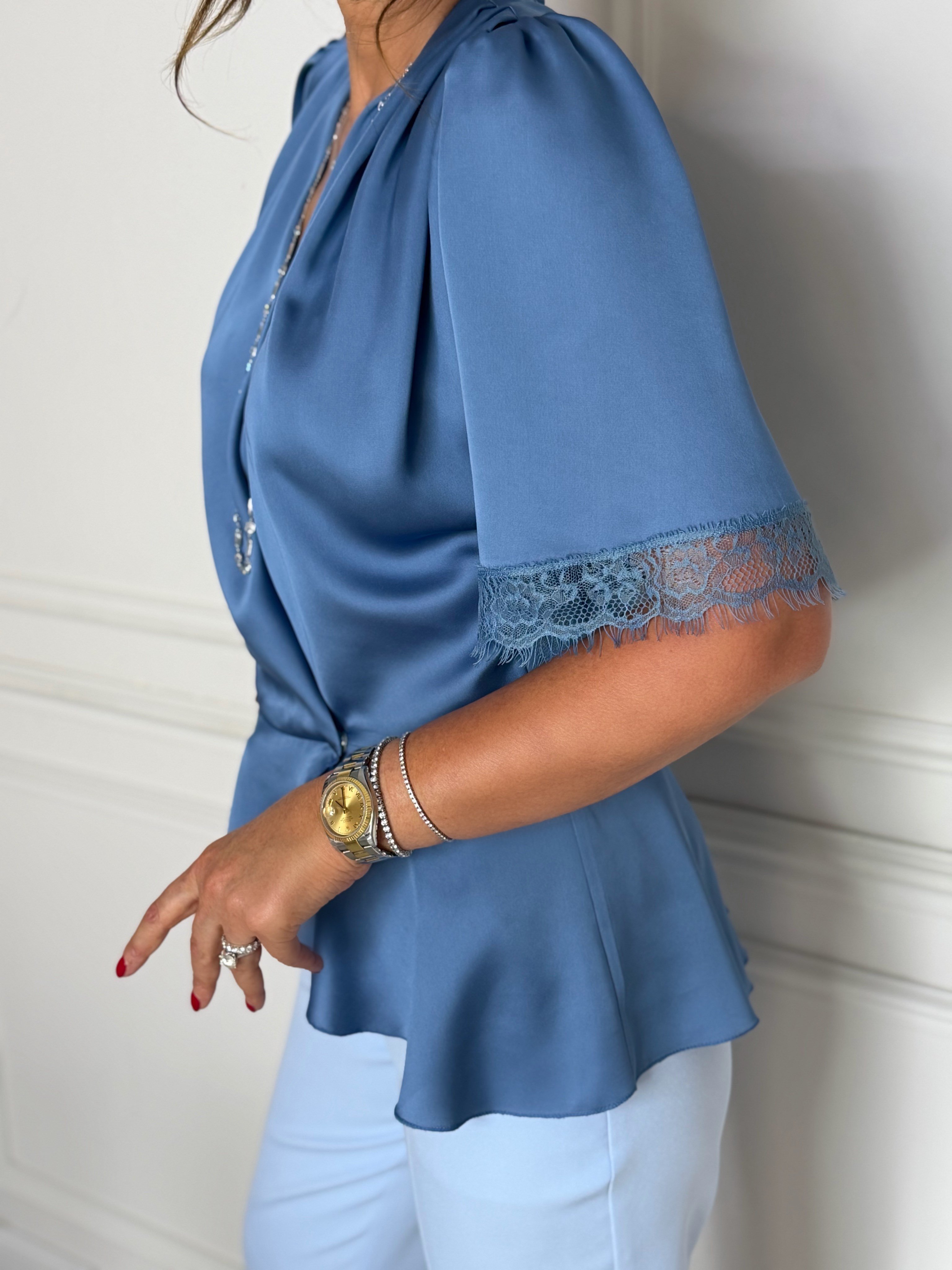 Desira Bluz Mavi-Modalody-Blouses