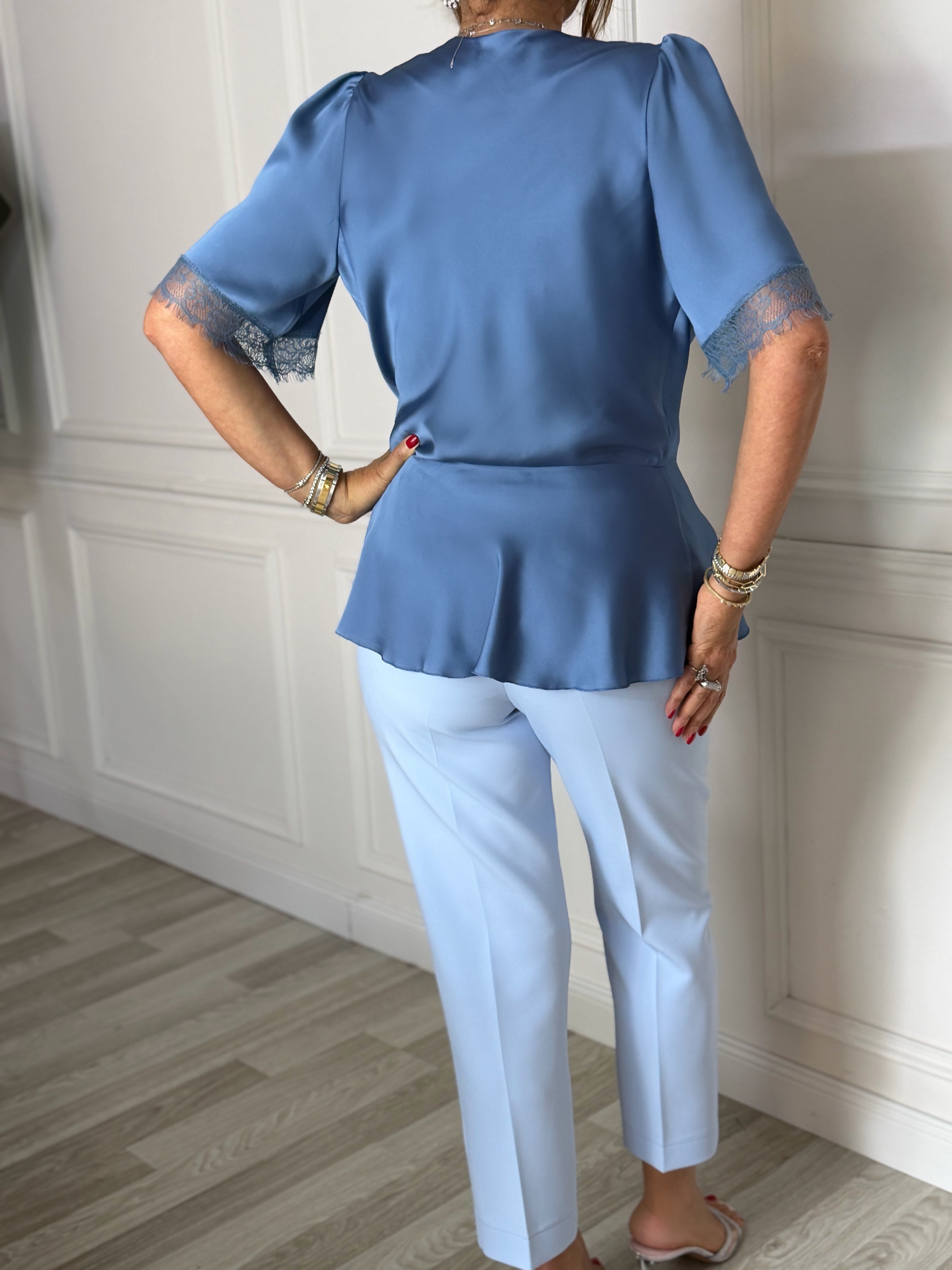 Desira Bluz Mavi-Modalody-Blouses