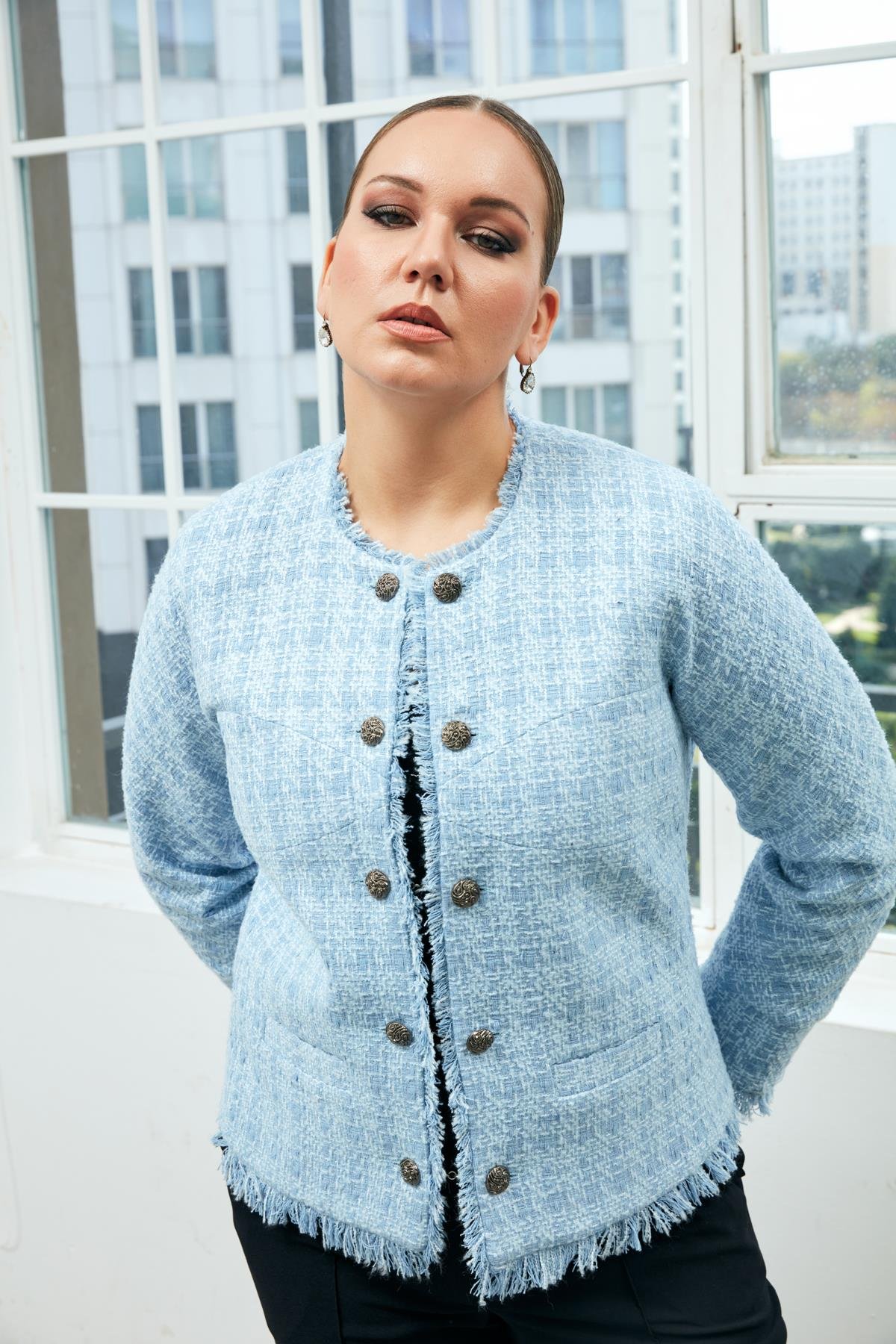 Diva Jacket Blue-Modalody-Plus Size Jackets