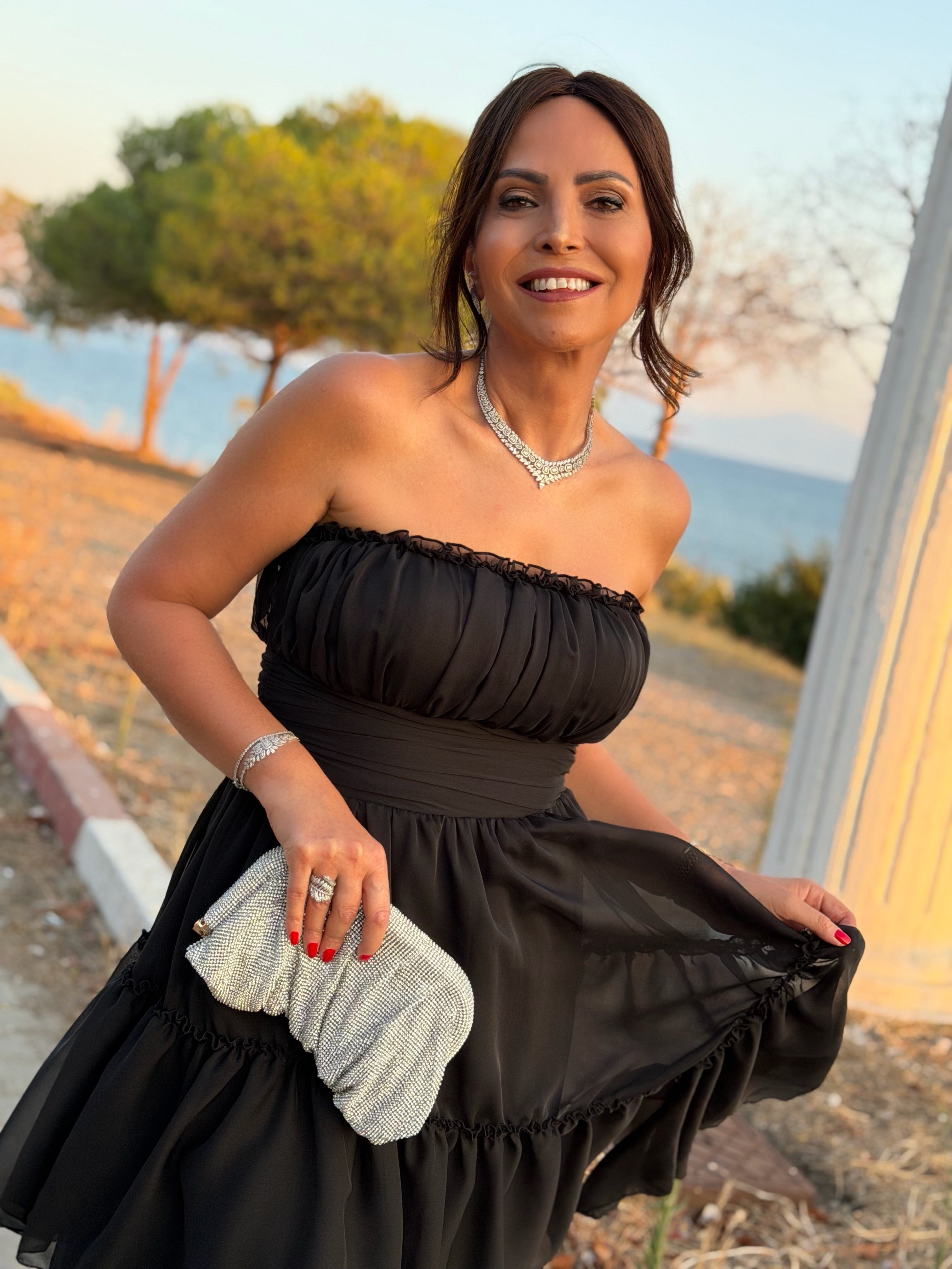 Elena Elbise Siyah-Modalody-Evening Dresses