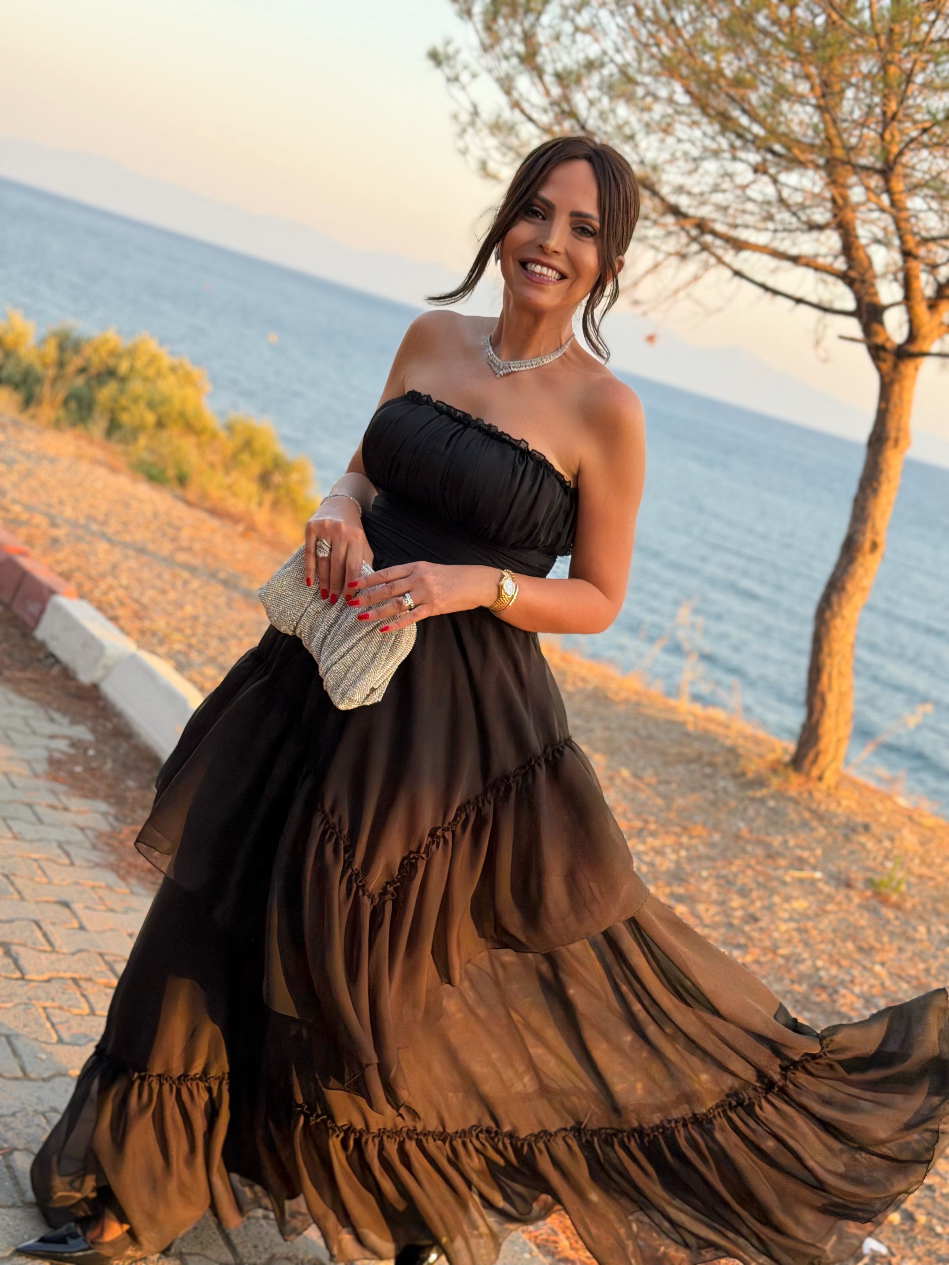 Elena Elbise Siyah-Modalody-Evening Dresses
