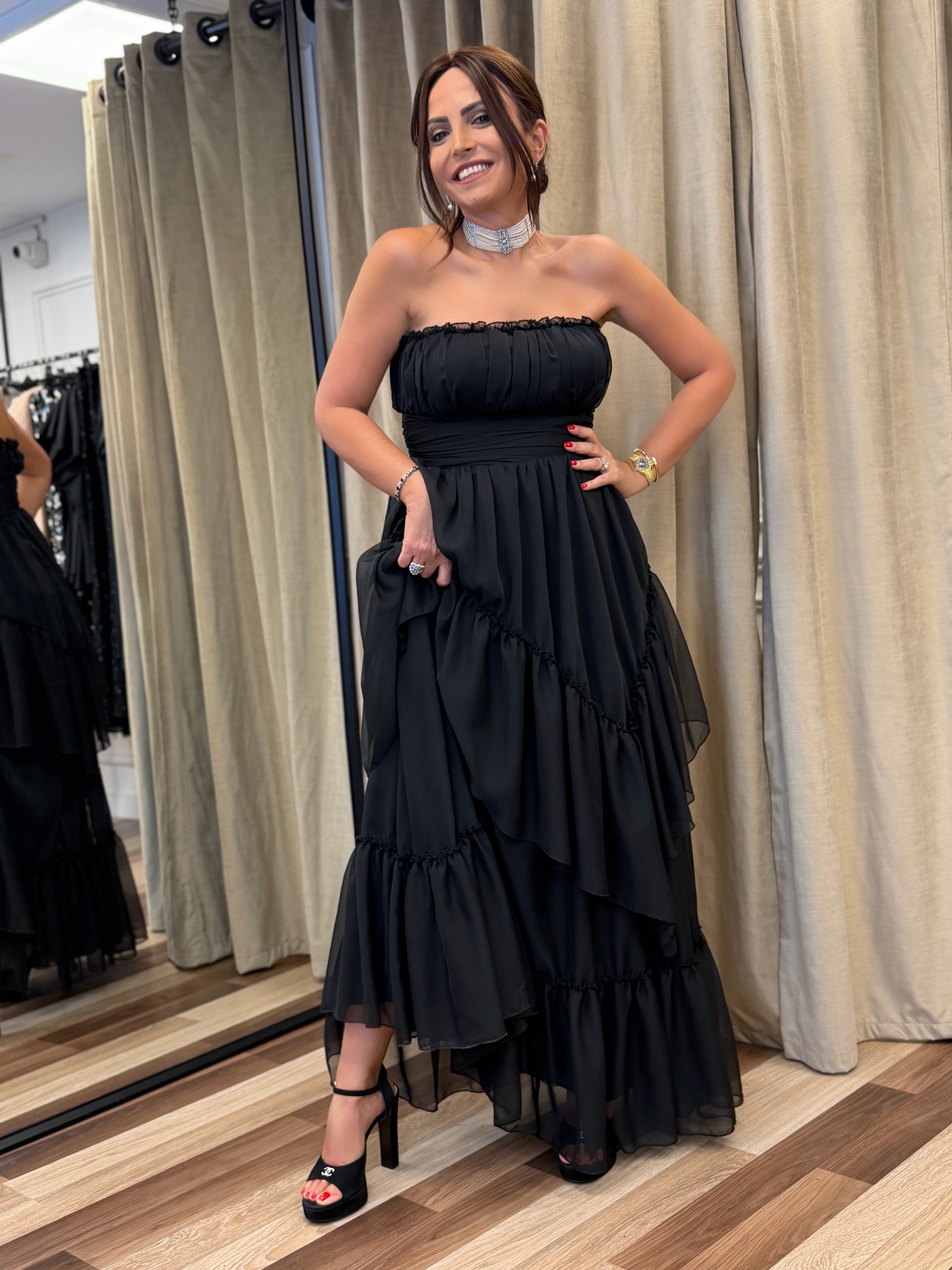 Elena Elbise Siyah-Modalody-Evening Dresses