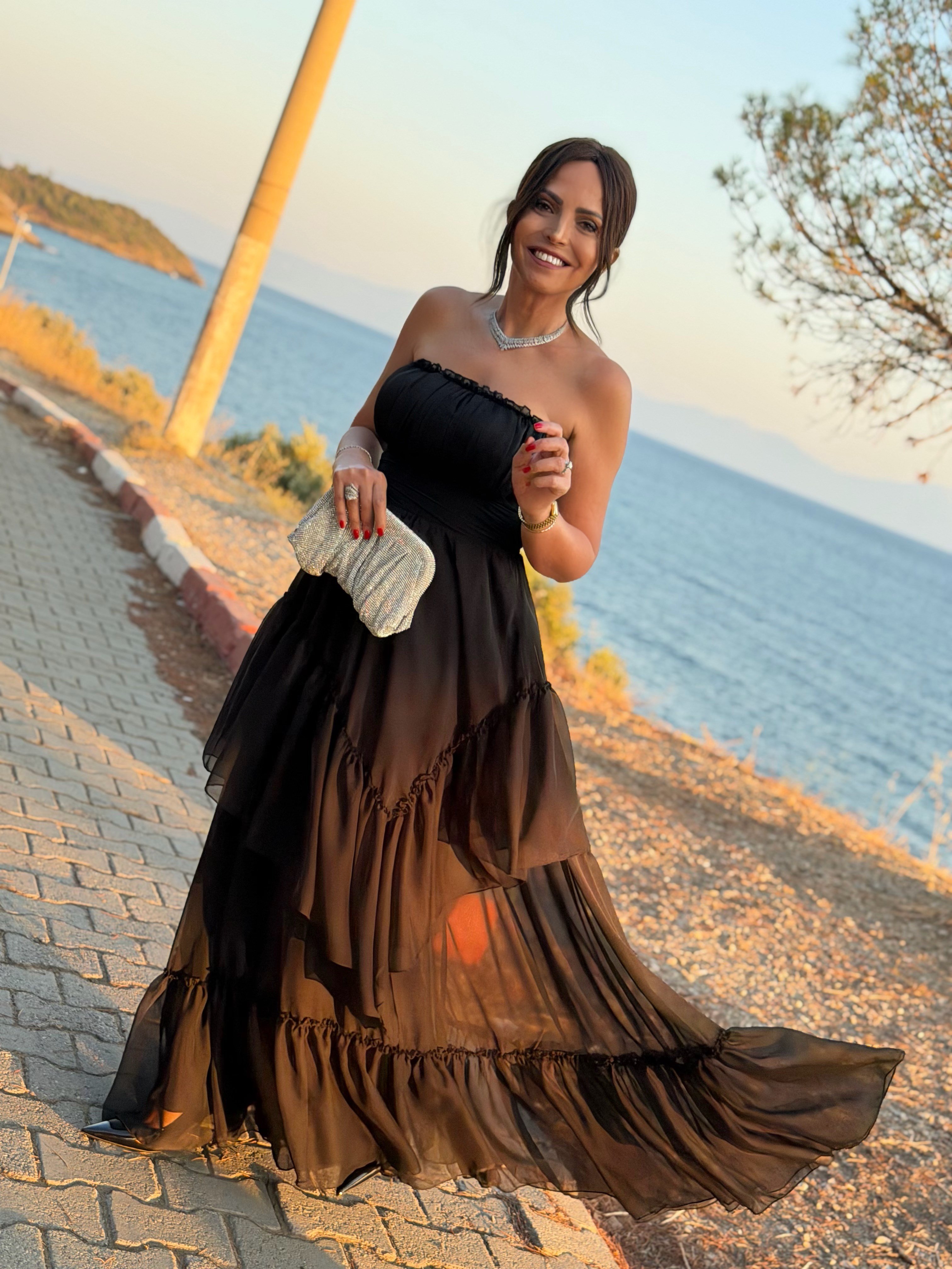 Elena Elbise Siyah-Modalody-Evening Dresses