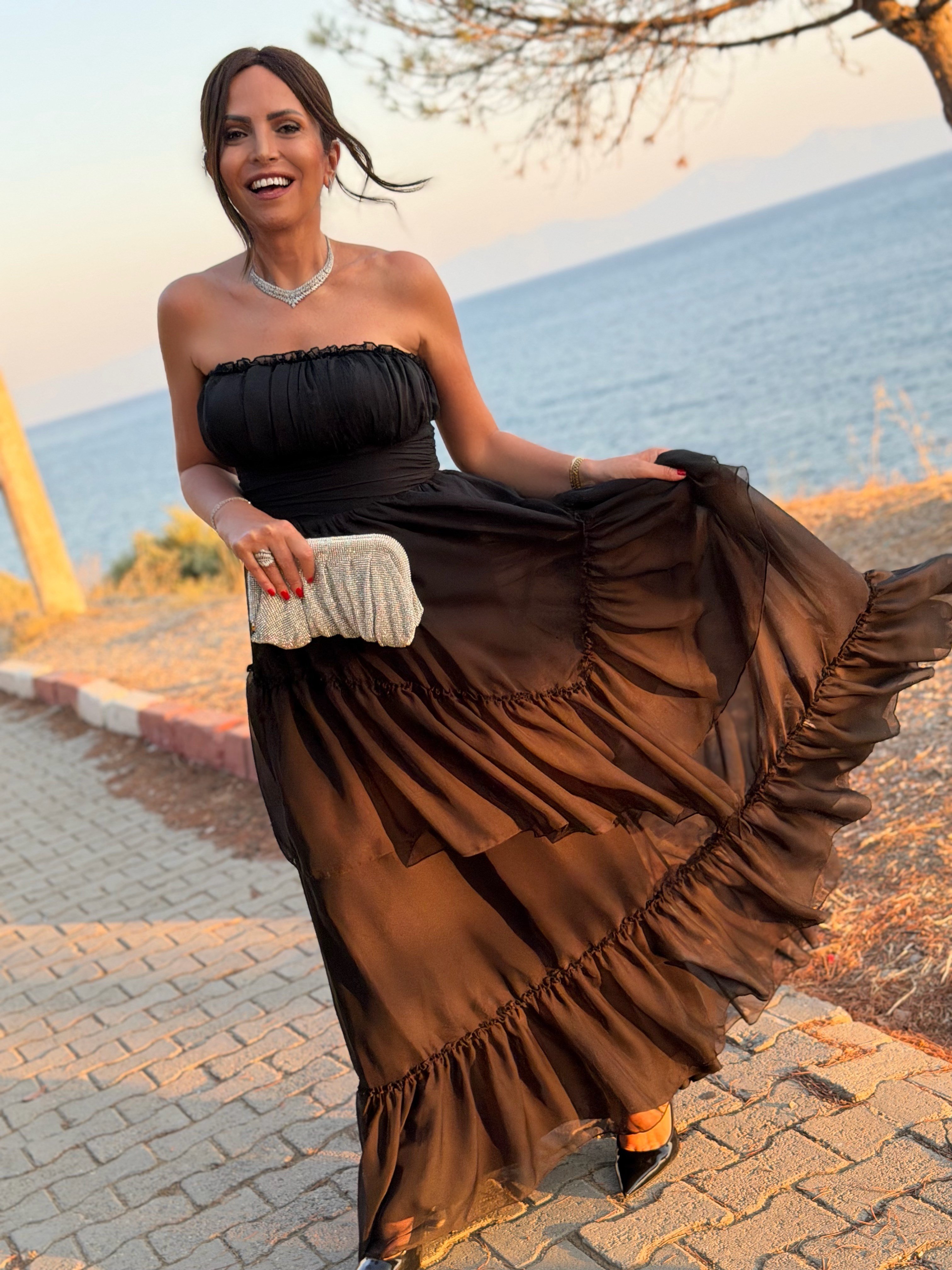 Elena Elbise Siyah-Modalody-Evening Dresses