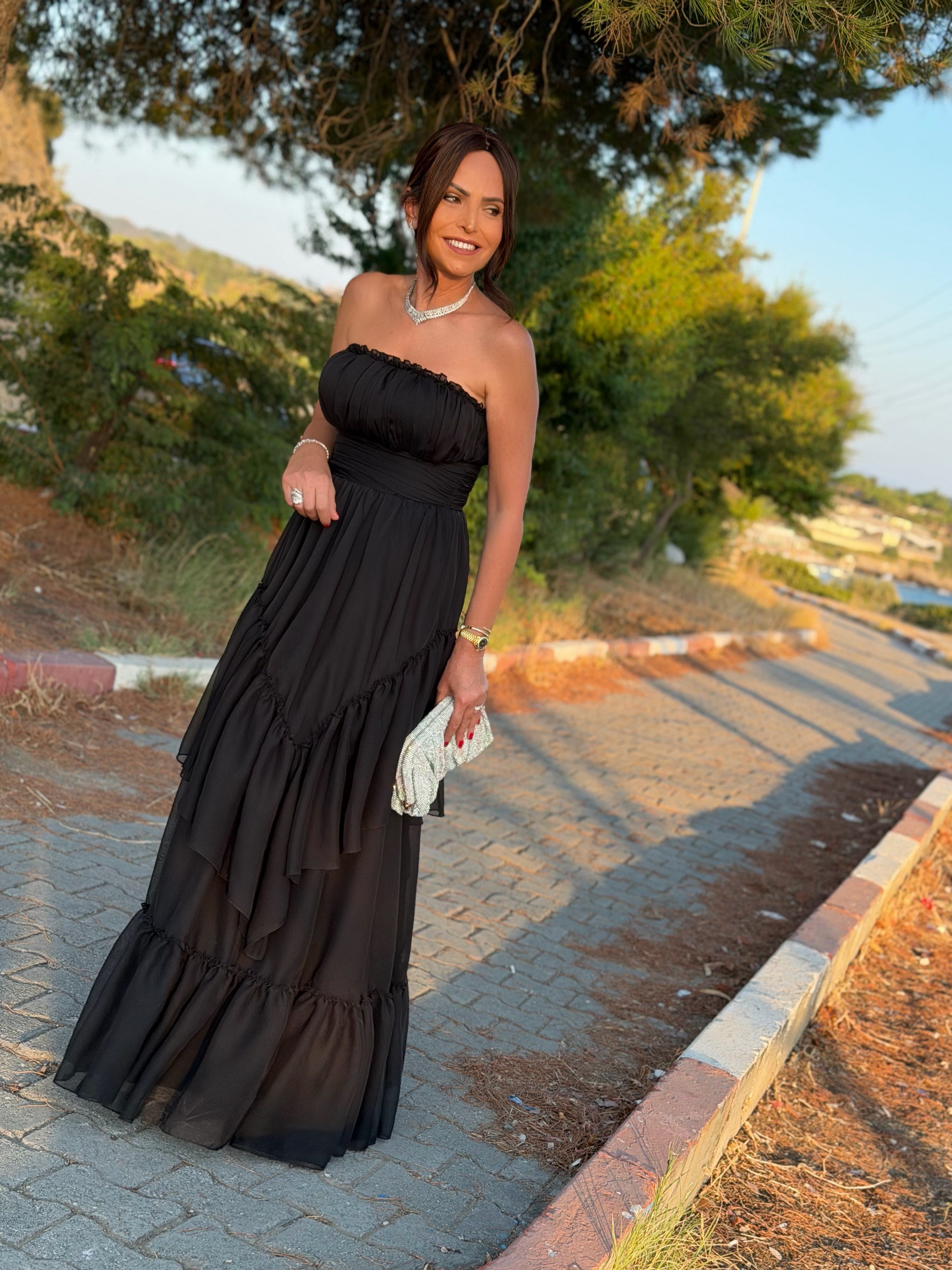Elena Elbise Siyah-Modalody-Evening Dresses