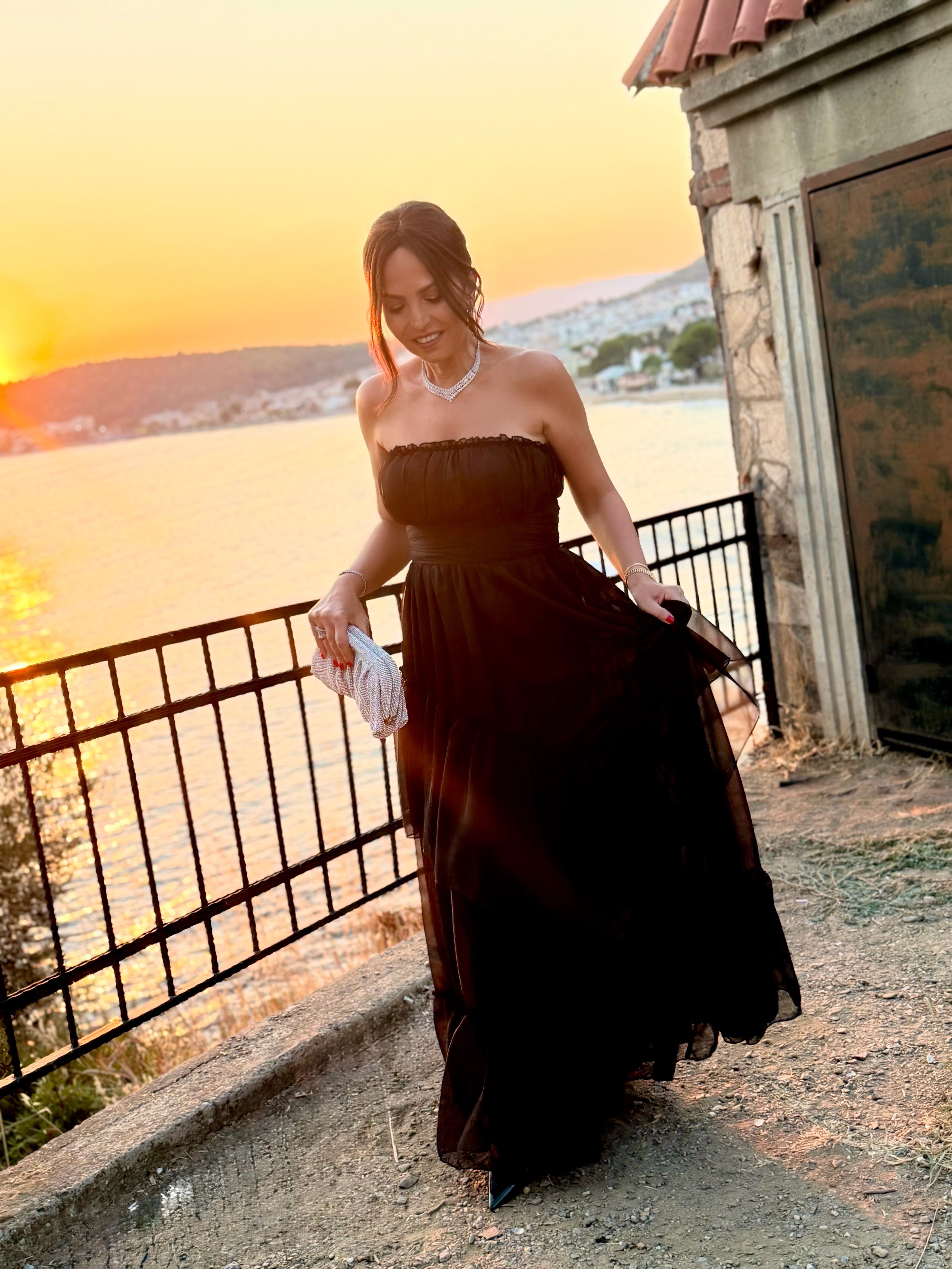Elena Elbise Siyah-Modalody-Evening Dresses