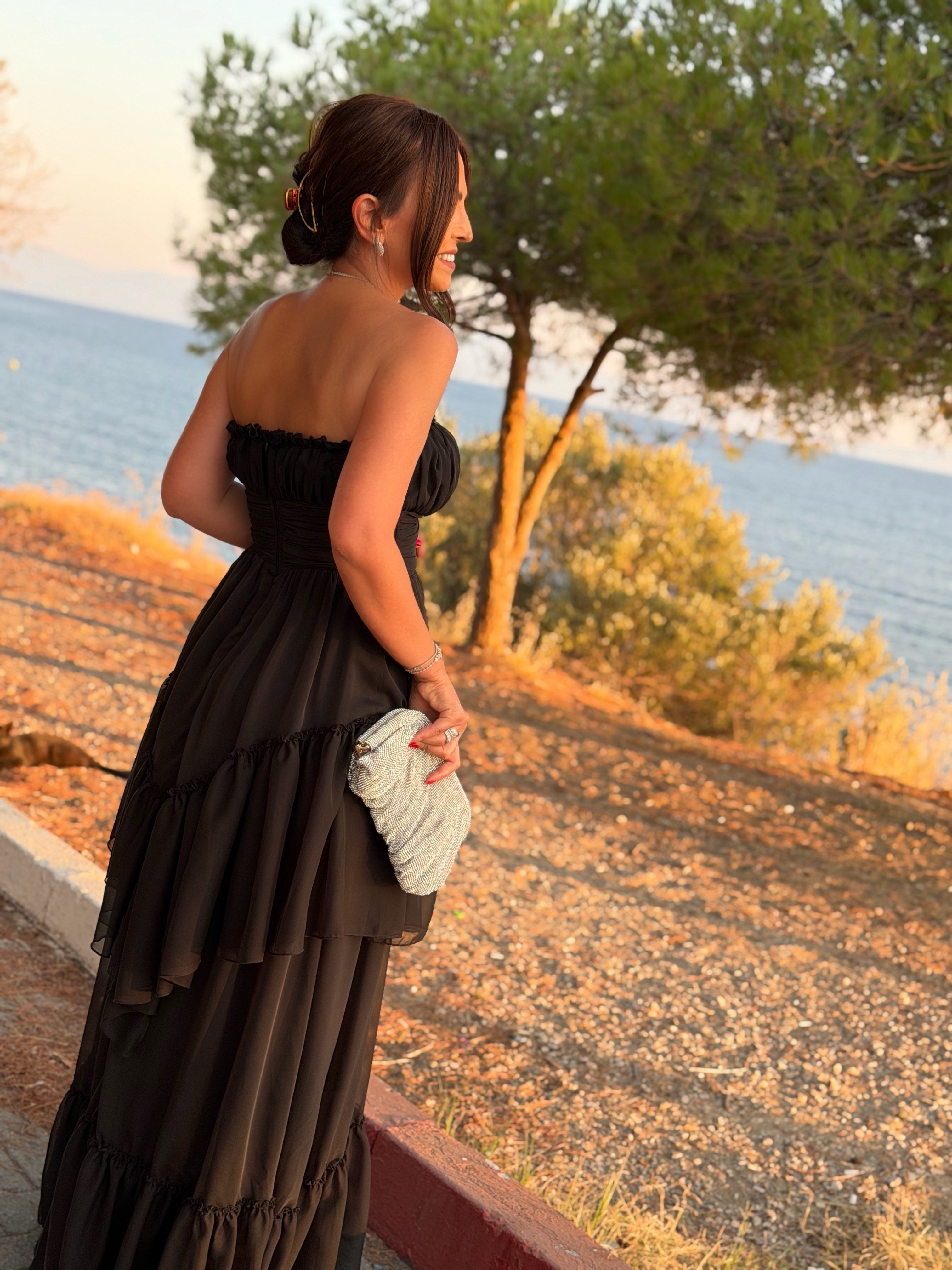 Elena Elbise Siyah-Modalody-Evening Dresses