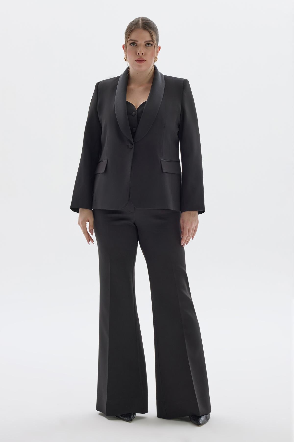 Ella Pantolon Siyah-Modalody-Büyük Beden Pantolonlar