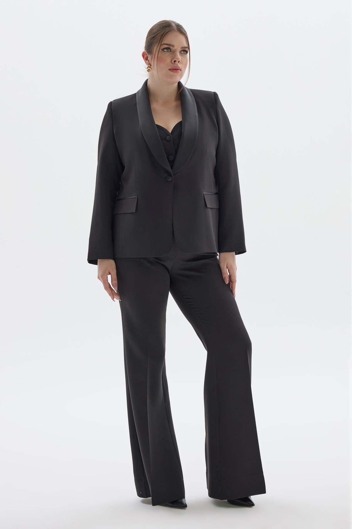 Ella Pantolon Siyah-Modalody-Büyük Beden Pantolonlar