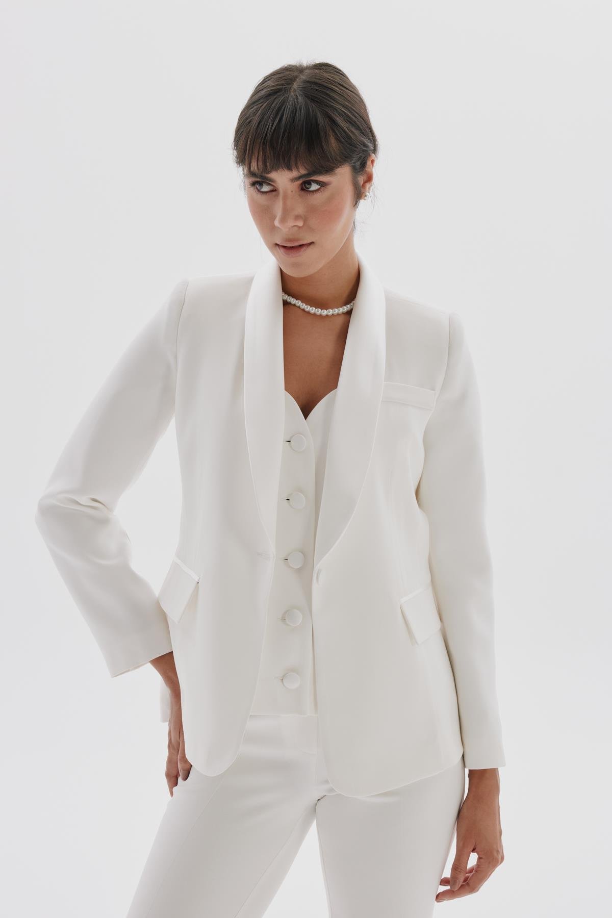 Ella Vest White-Modalody-Vests